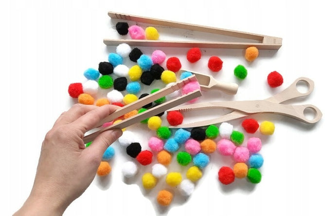 POMPONY large set Montessori pliers motor skills small