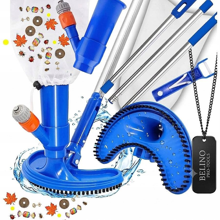 POOL BOTTOM CLEANER + TELESCOPIC STICK CLEANING KIT 7in1