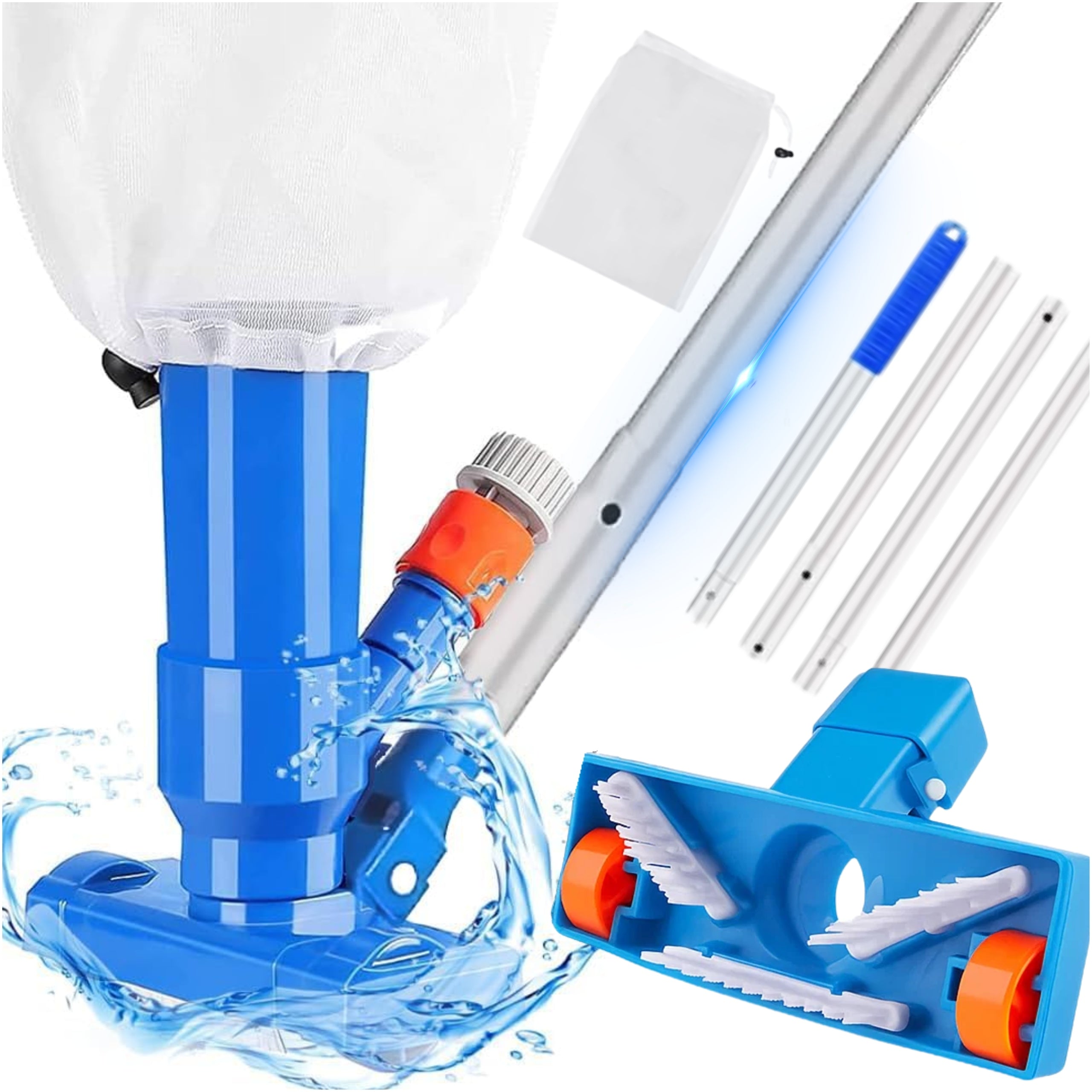 POOL BOTTOM CLEANING VACUUM CLEANER POOL SET MESH BAG +STICK SET
