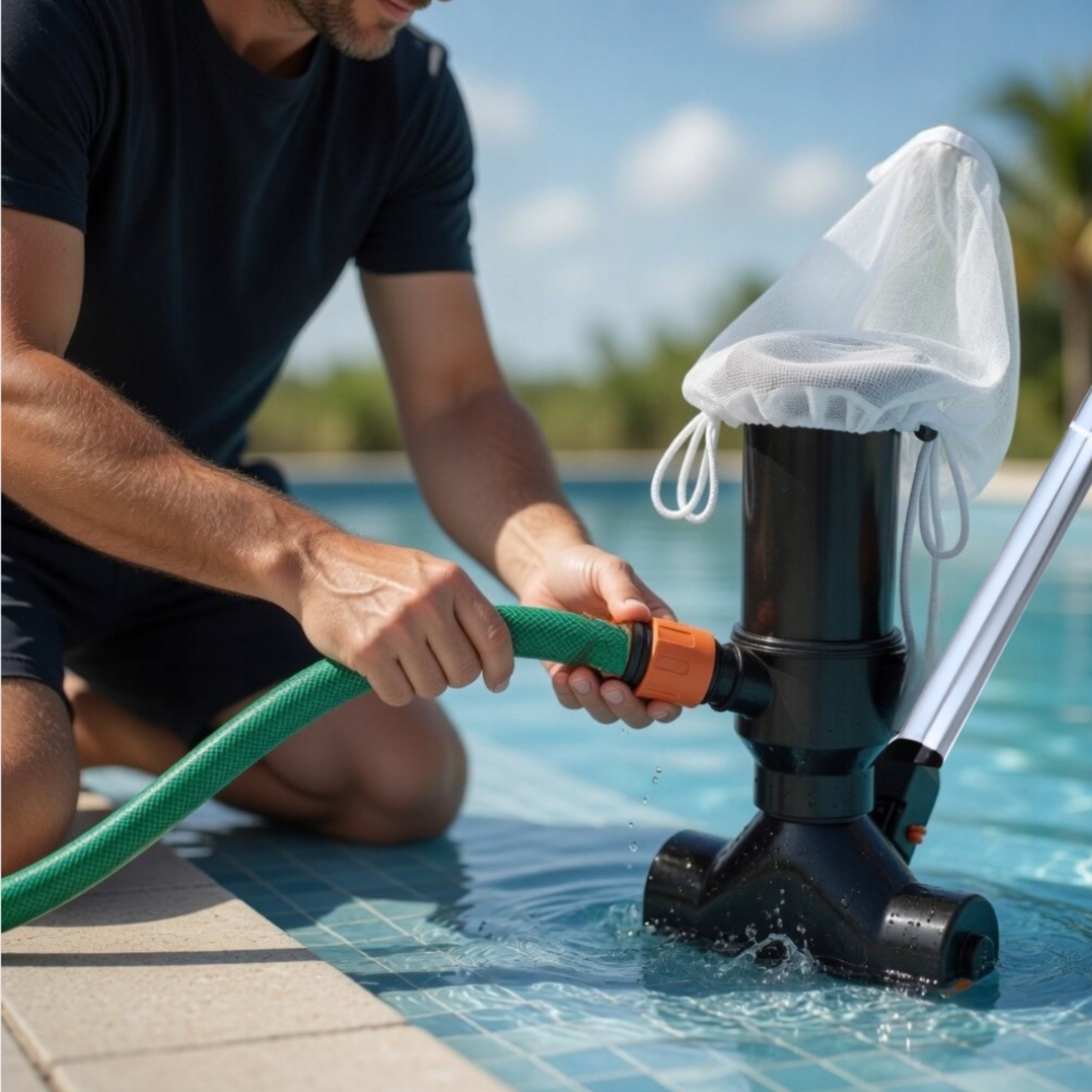 POOL BOTTOM CLEANING VACUUM CLEANER SET + TELESCOPIC POLE + XXL MESH Product weight with unit packaging 0.9 kg