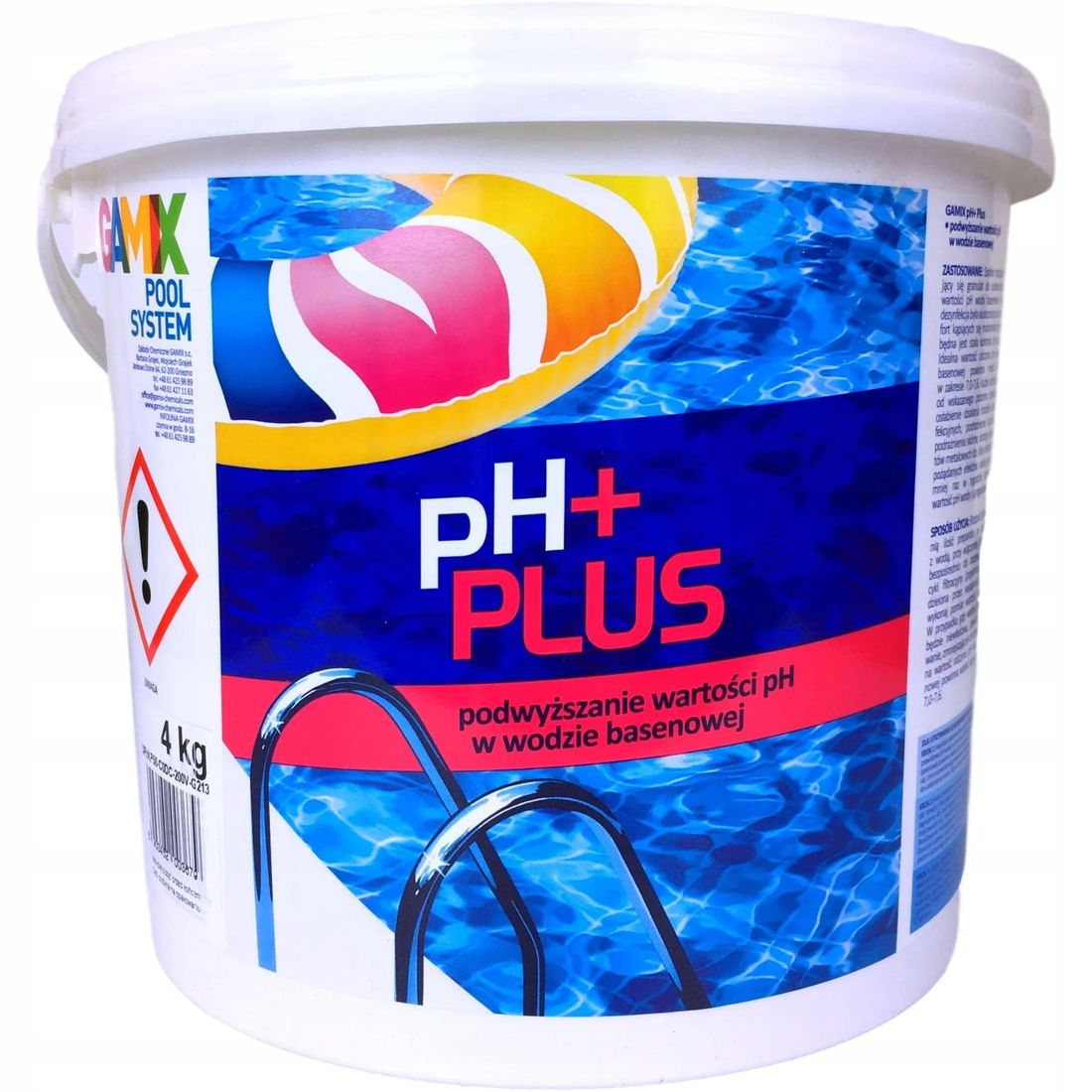 POOL CHEMISTRY FOR SWIMMING POOL PH+ PLUS granules 4kg Packaging status original