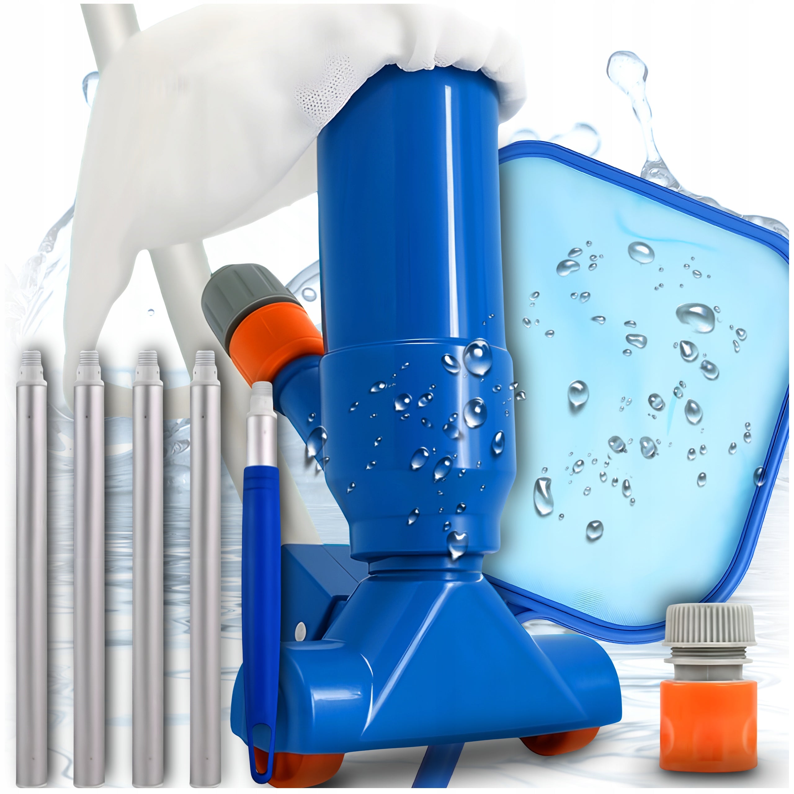 POOL CLEANING KIT WATER VACUUM CLEANER TELESCOPIC POLE 120CM SEAT Manufacturer code ODKURZACZ BASENOWY Z SIATKĄ WORKIEM NA ŚMIECI