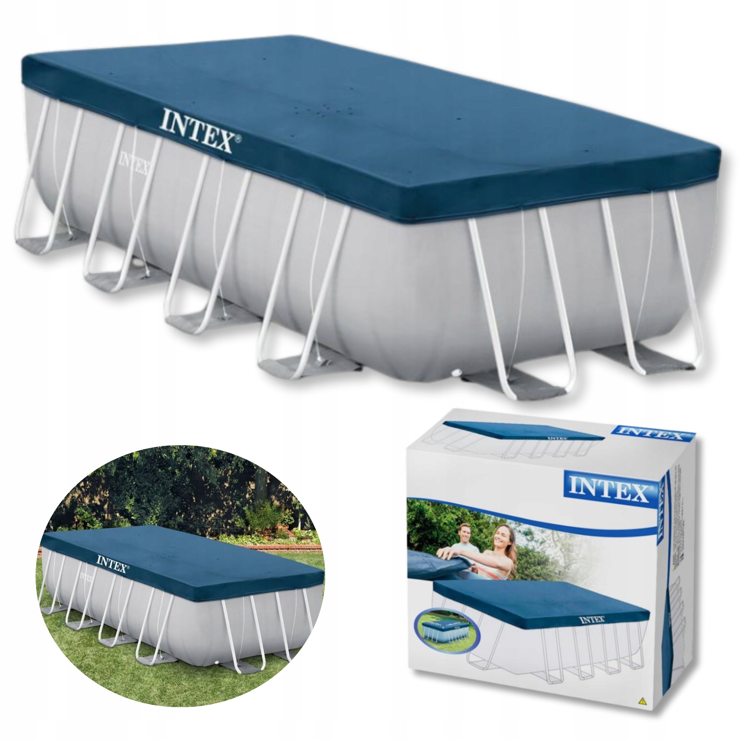 POOL COVER 400x200 FRAME RECTANGULAR INTEX TARPAULIN COVER MAT