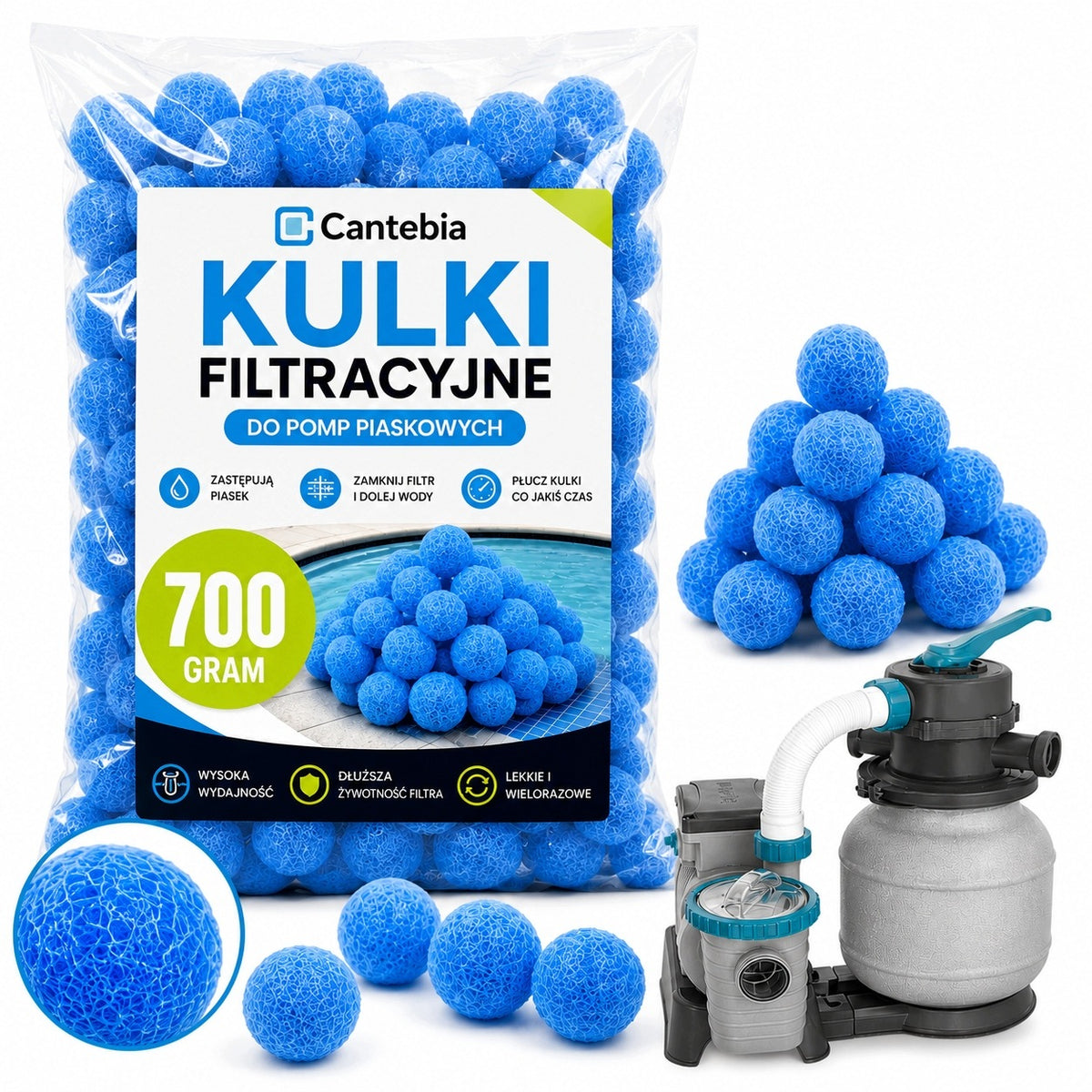 POOL FILTER BALLS LARGE 700G FILTER PUMPS WITH SILVER IONS