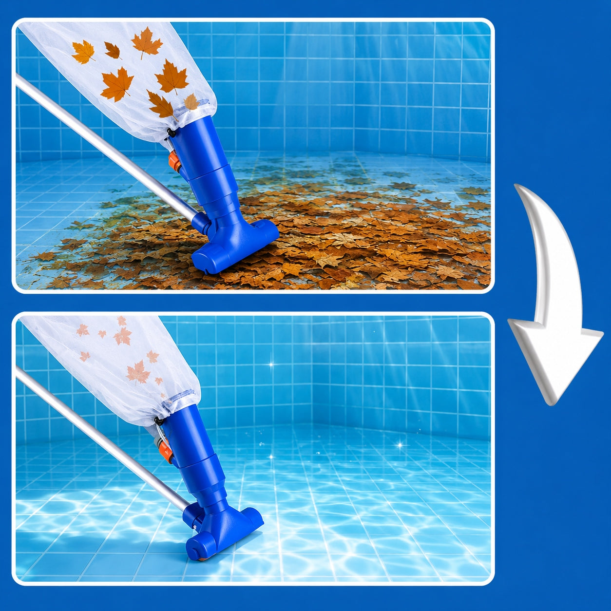 POOL SET XXL VACUUM CLEANER FOR CLEANING THE BOTTOM OF THE POOL MESH + STICK Manufacturer LTC