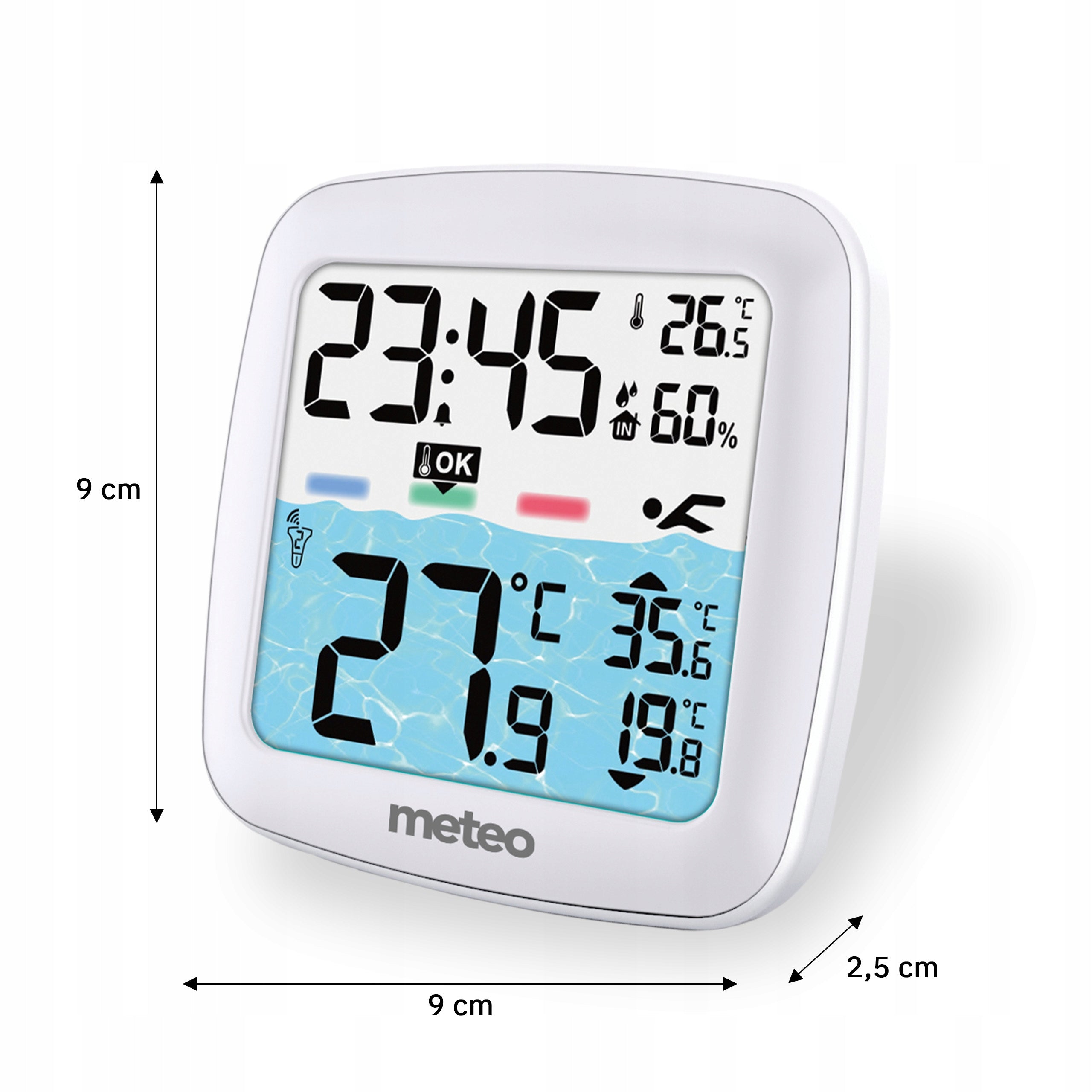 POOL THERMOMETER METEO TB2N WIRELESS WATER SENSOR LCD WEATHER Batteries included no
