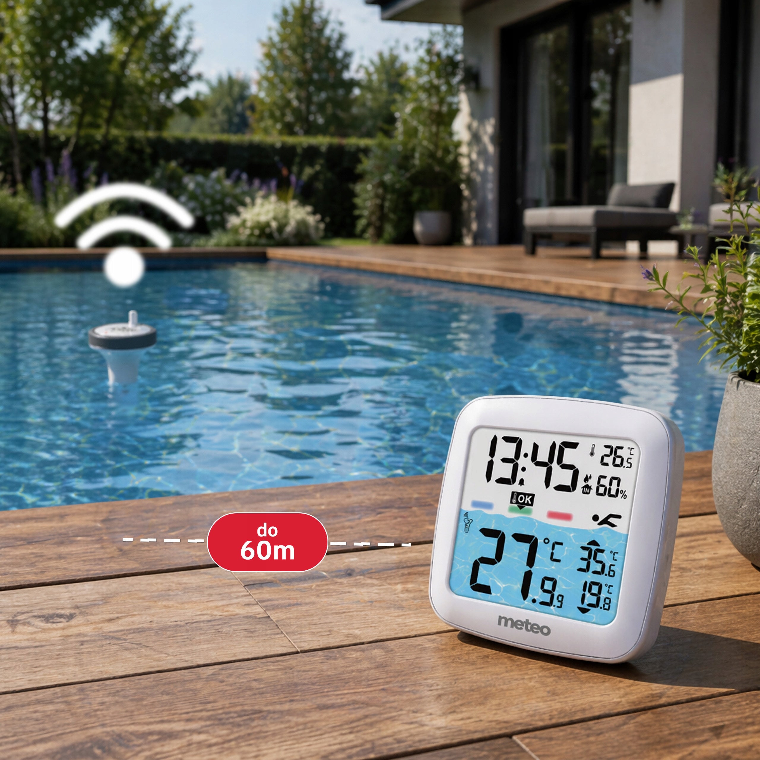 POOL THERMOMETER METEO TB2N WIRELESS WATER SENSOR LCD WEATHER Manufacturer code TB2