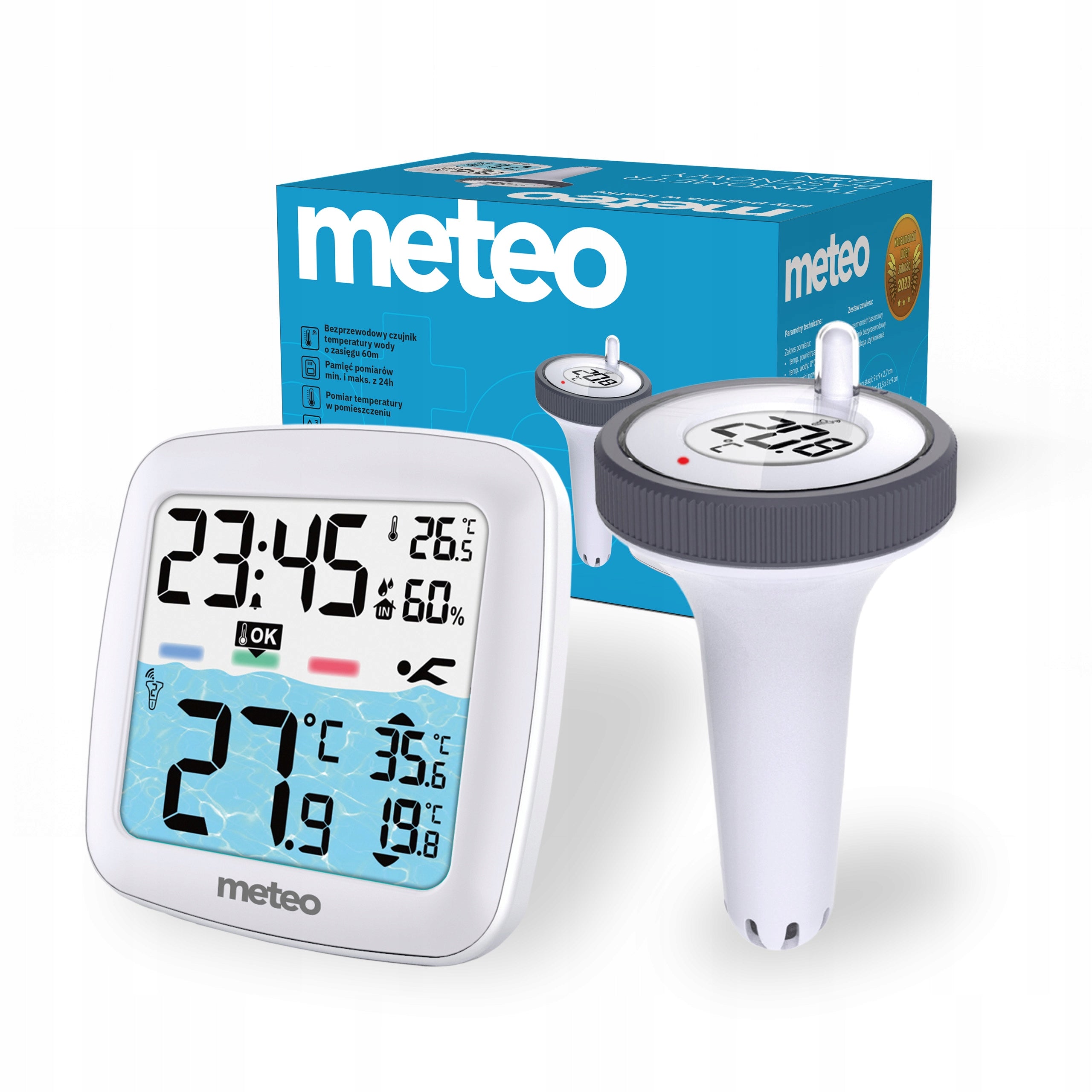 POOL THERMOMETER METEO TB2N WIRELESS WATER SENSOR LCD WEATHER