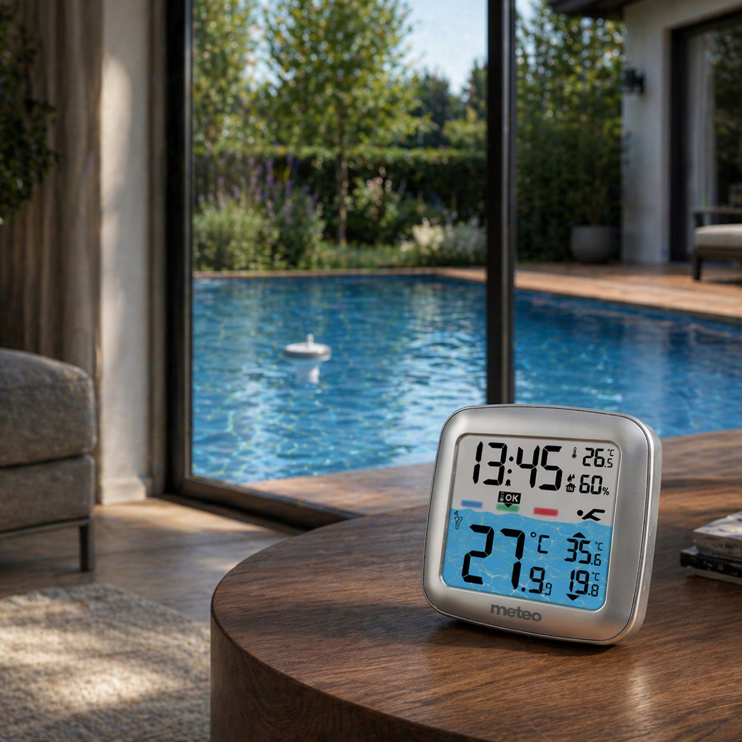 POOL THERMOMETER METEO TB2S WIRELESS WATER SENSOR LCD WEATHER Batteries included no