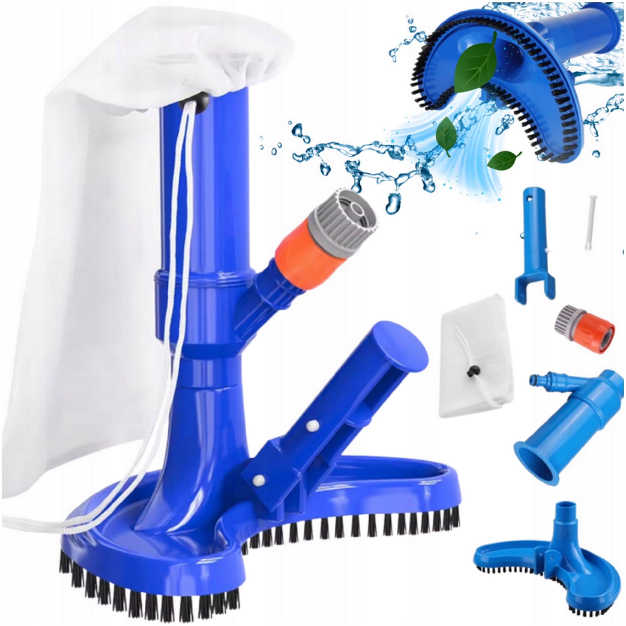 POOL VACUUM CLEANER SET WITH MESH POOL BOTTOM CLEANING BRUSH