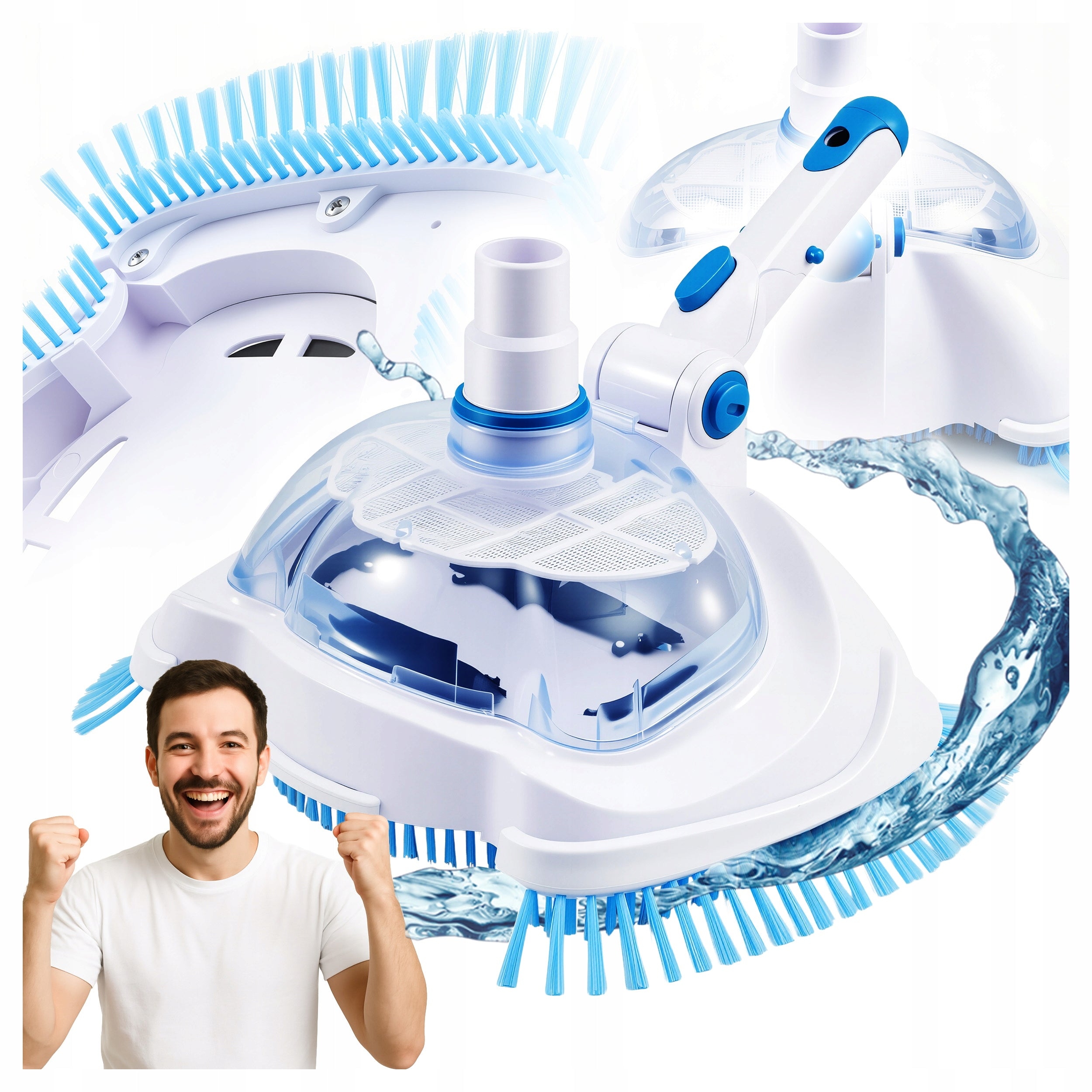 POOL VACUUM CLEANER TIP CLEANING THE BOTTOM OF GARDEN POOLS BRUSH