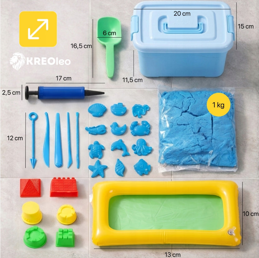 POOL WITH KINETIC SAND 1kg set XL molds sand spatula bucket Manufacturer code BASEN Z PIASKIEM 1kg zestaw KINETYCZNY