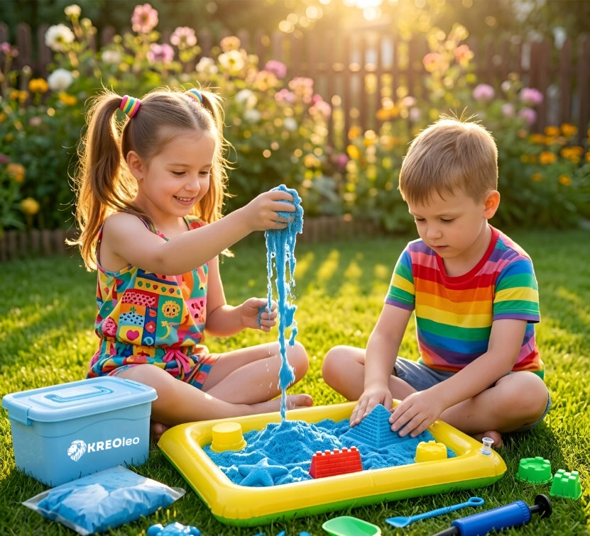 POOL WITH KINETIC SAND 1kg set XL molds sand spatula bucket Series BASEN Z PIASKIEM 1kg zestaw KINETYCZNY