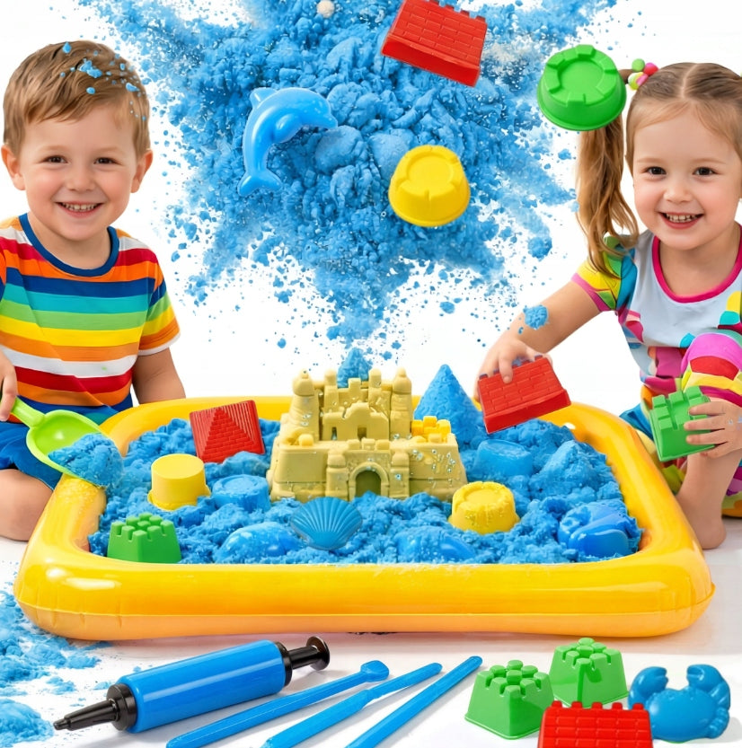POOL WITH KINETIC SAND 1kg set XL molds sand spatula bucket
