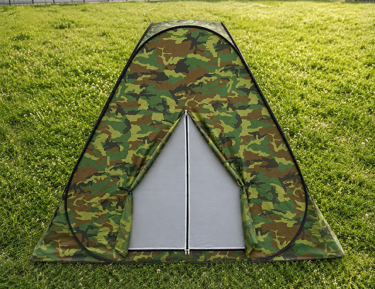 POP-UP CAMO SELF-FOLDING HIKING TENT WITH MOSQUITO NET AND COVER Packaging status original