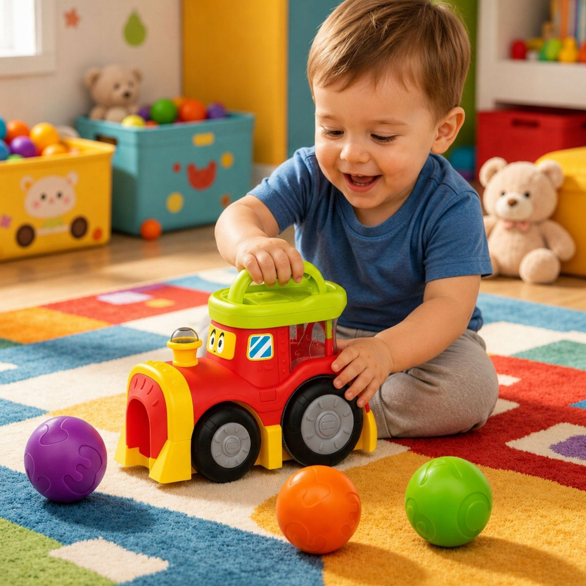 POP UP INTERACTIVE TRAIN BALL LAUNCHER BALL SOUND LIGHT WOOPIE BABY Brand Woopie