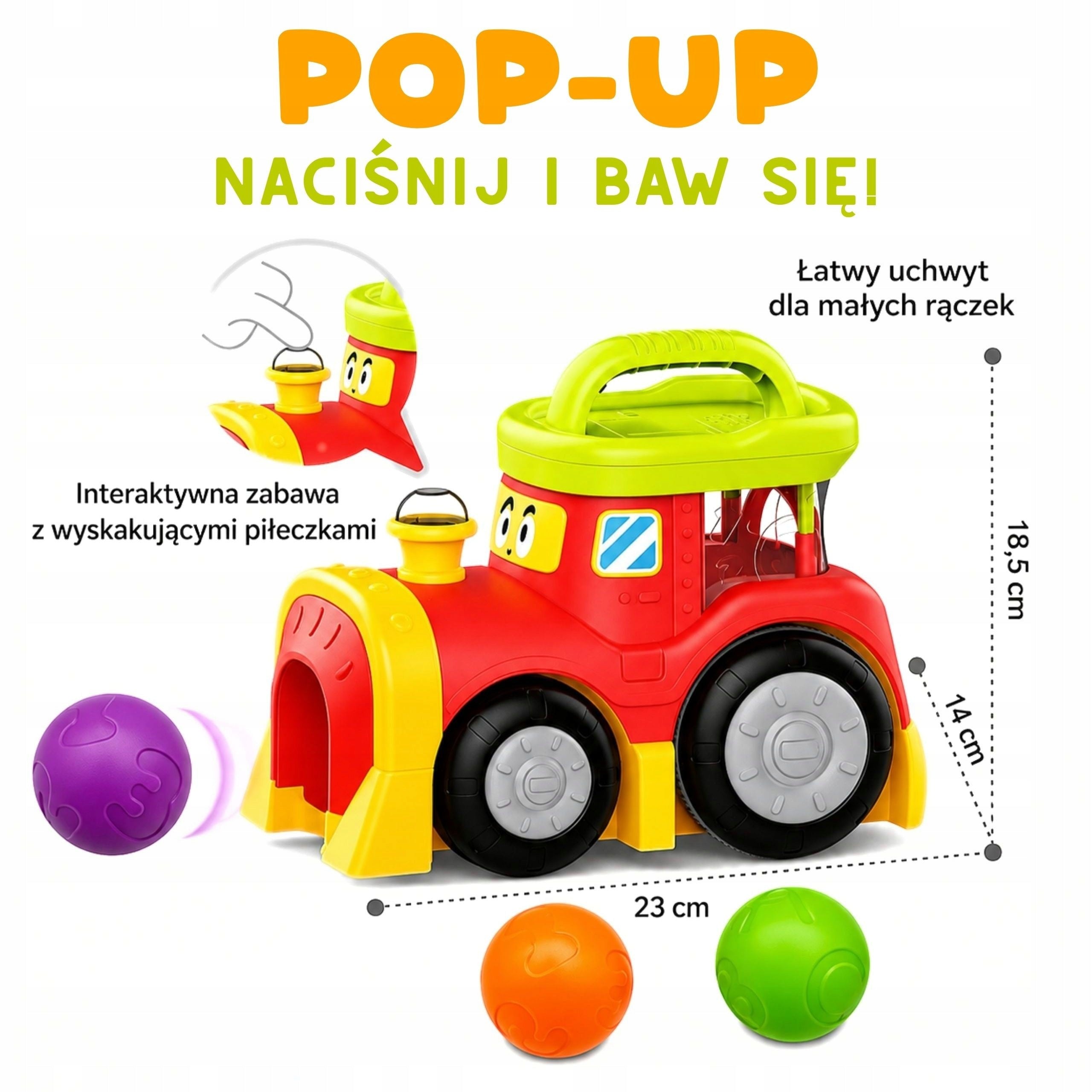 POP UP INTERACTIVE TRAIN BALL LAUNCHER BALL SOUND LIGHT WOOPIE BABY Minimum kid's age 1