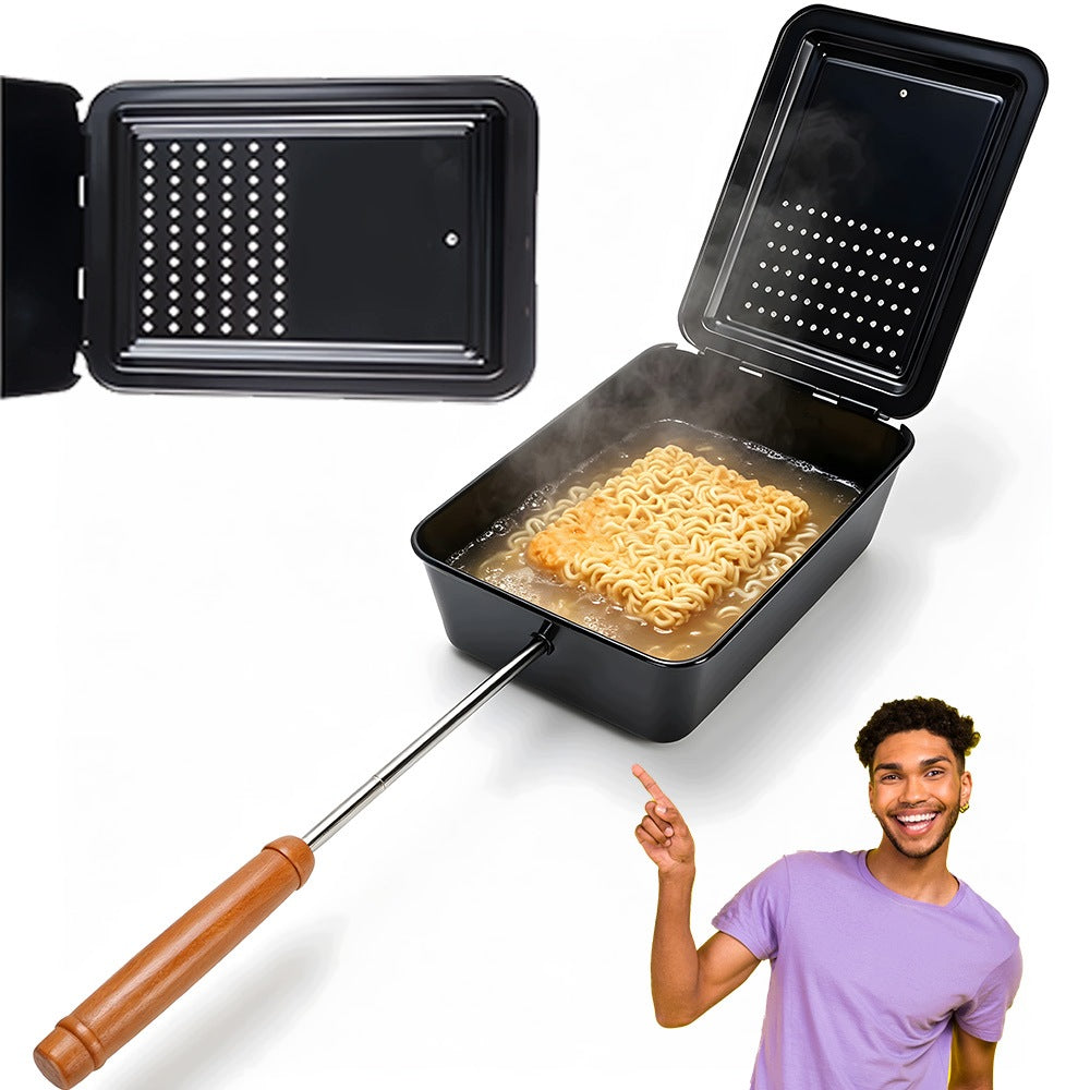 POPCORN POT WITH WOODEN HANDLE 16 INCHES NON-STICK COATING
