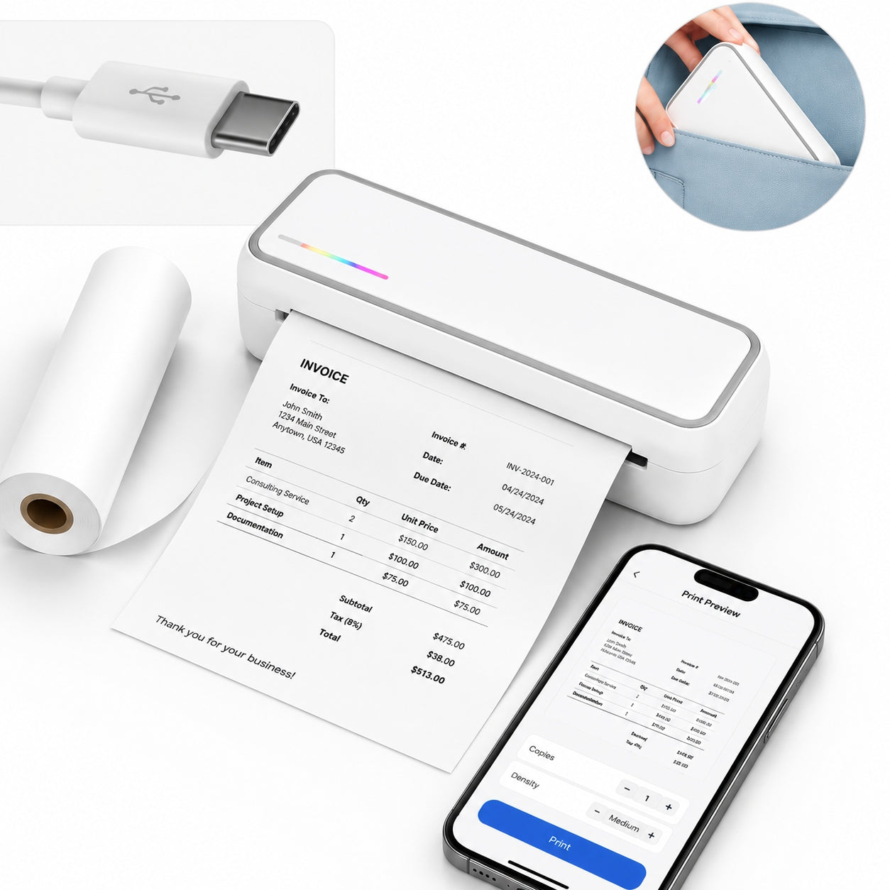PORTABLE A4 X9 THERMAL PRINTER FOR DOCUMENTS, PHOTOS, LABELS, TATTOO