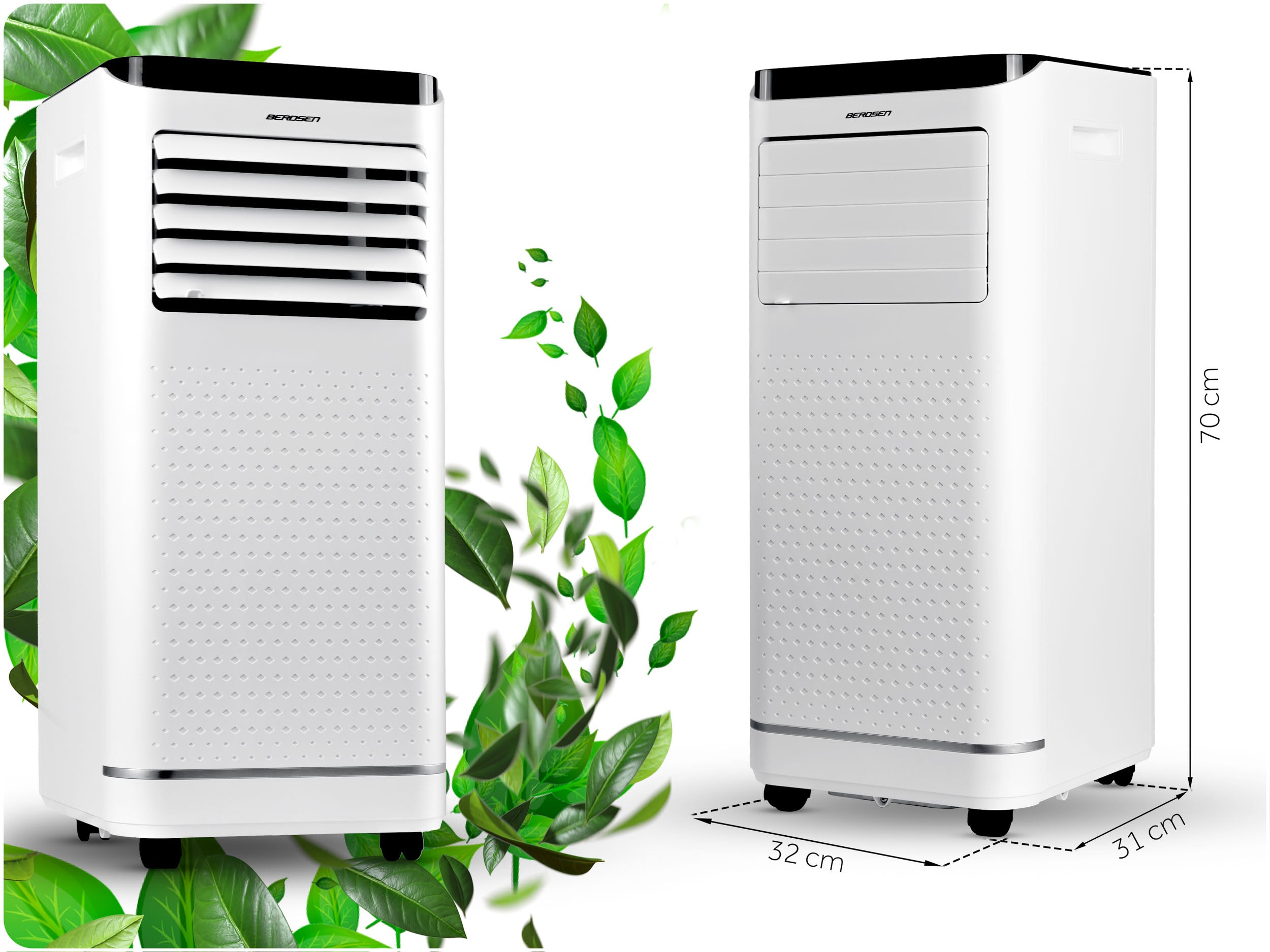 PORTABLE AIR CONDITIONER 2,6kW 30m2 DEHUMIDIFIER 24l/24h WiFi BERDSEN 9000 BTU Control manual with the remote control