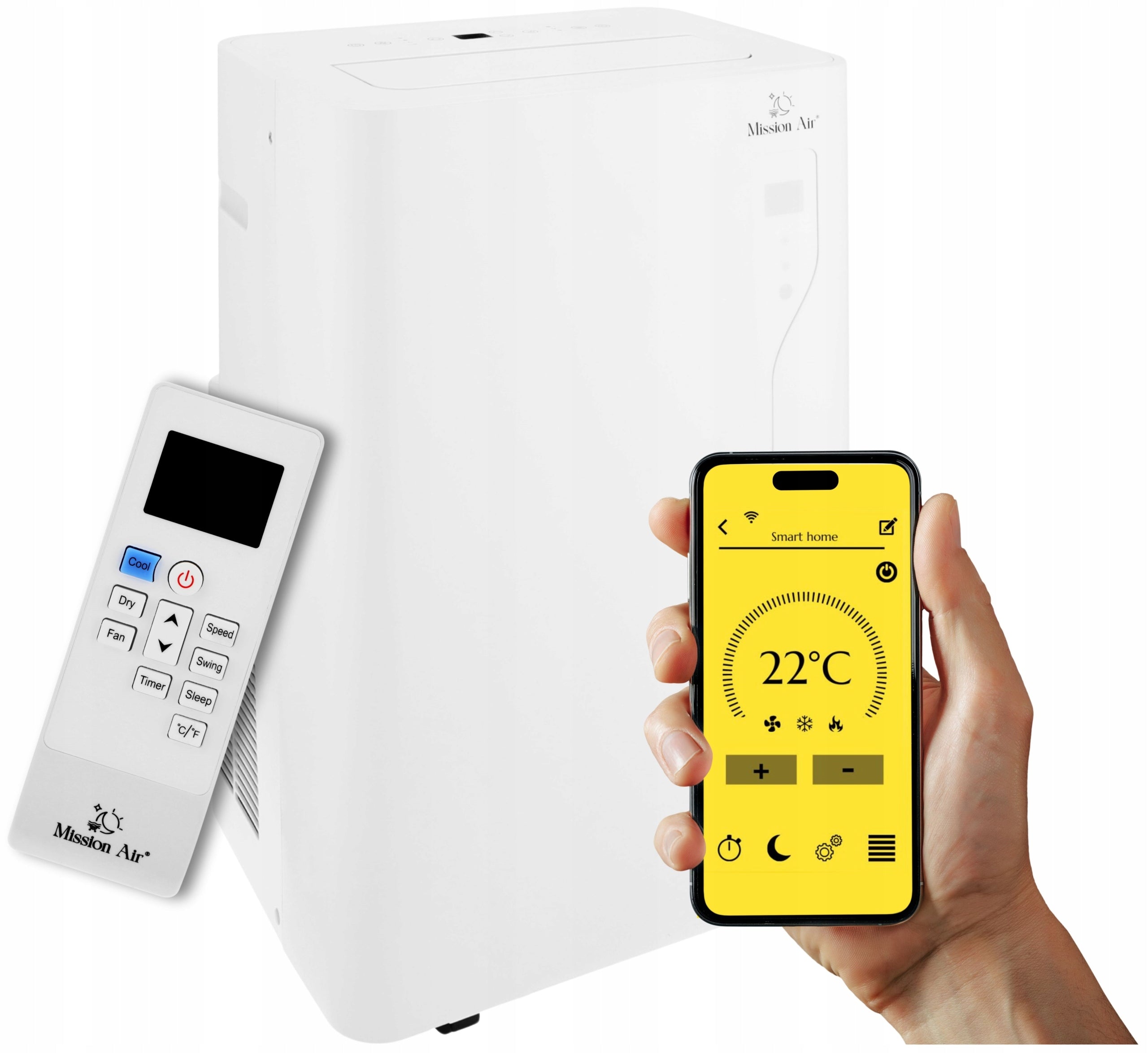 PORTABLE AIR CONDITIONER 3in1 Mission Air 3,5kW +dehumidifier 30l/24h +SWING +WiFi Energy class - cooling A