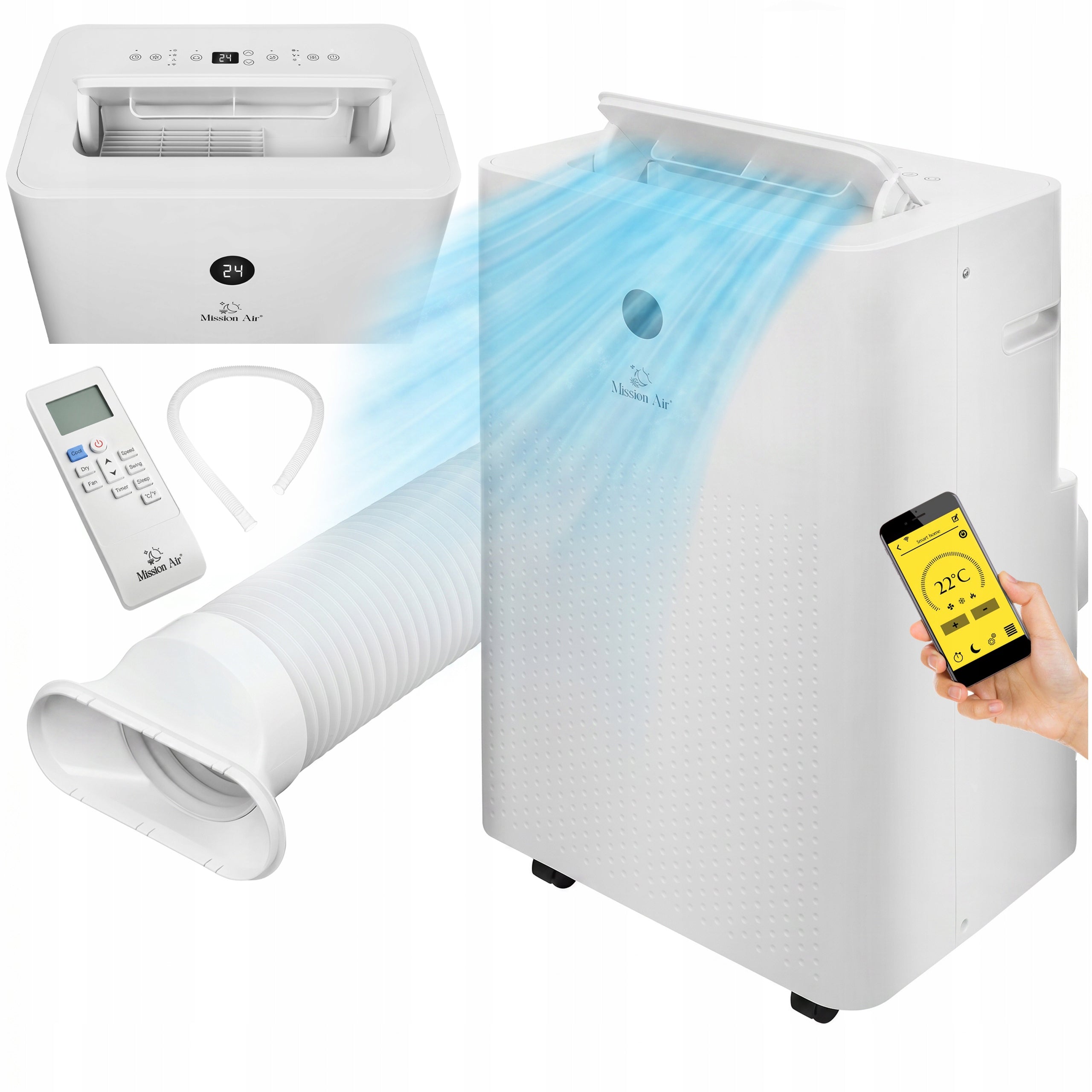 PORTABLE AIR CONDITIONER 3in1 Mission Air 4,1kW +dehumidifier 40l/24h +SWING +WiFi