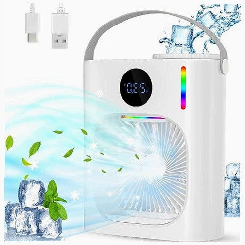 PORTABLE AIR CONDITIONER 4IN1 FAN HUMIDIFIER NIGHT LIGHT 900ML
