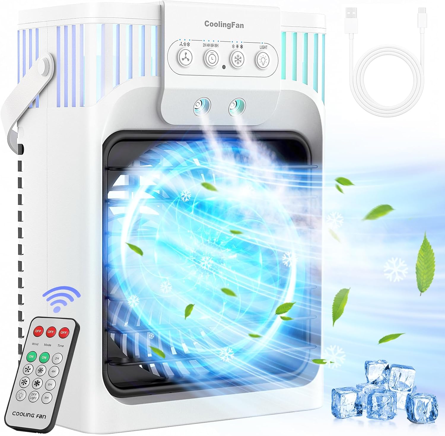 PORTABLE AIR CONDITIONER AB-1 HUMIDIFIER REMOTE CONTROL LED 10W 1200ML QUIET WITH timer Brand no brand