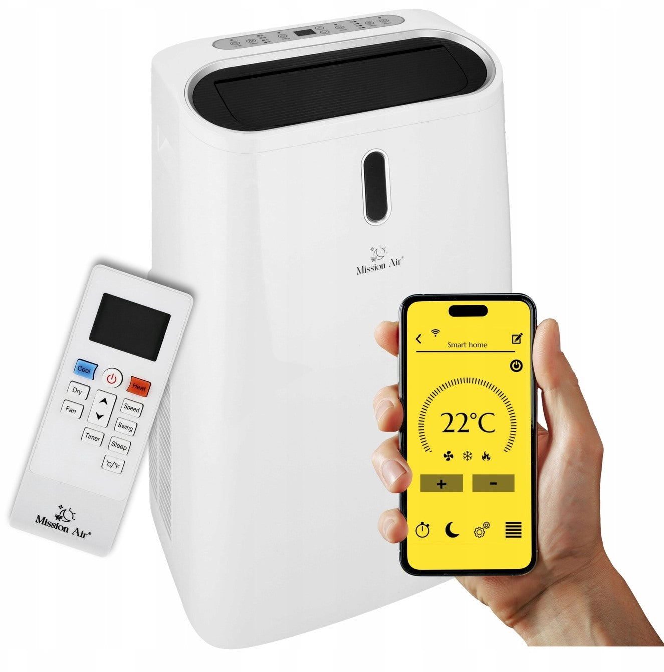 PORTABLE AIR CONDITIONER Mission Air 4,7kW dehumidifier 50L +HEATING +SWING +WiFi Packaging status original
