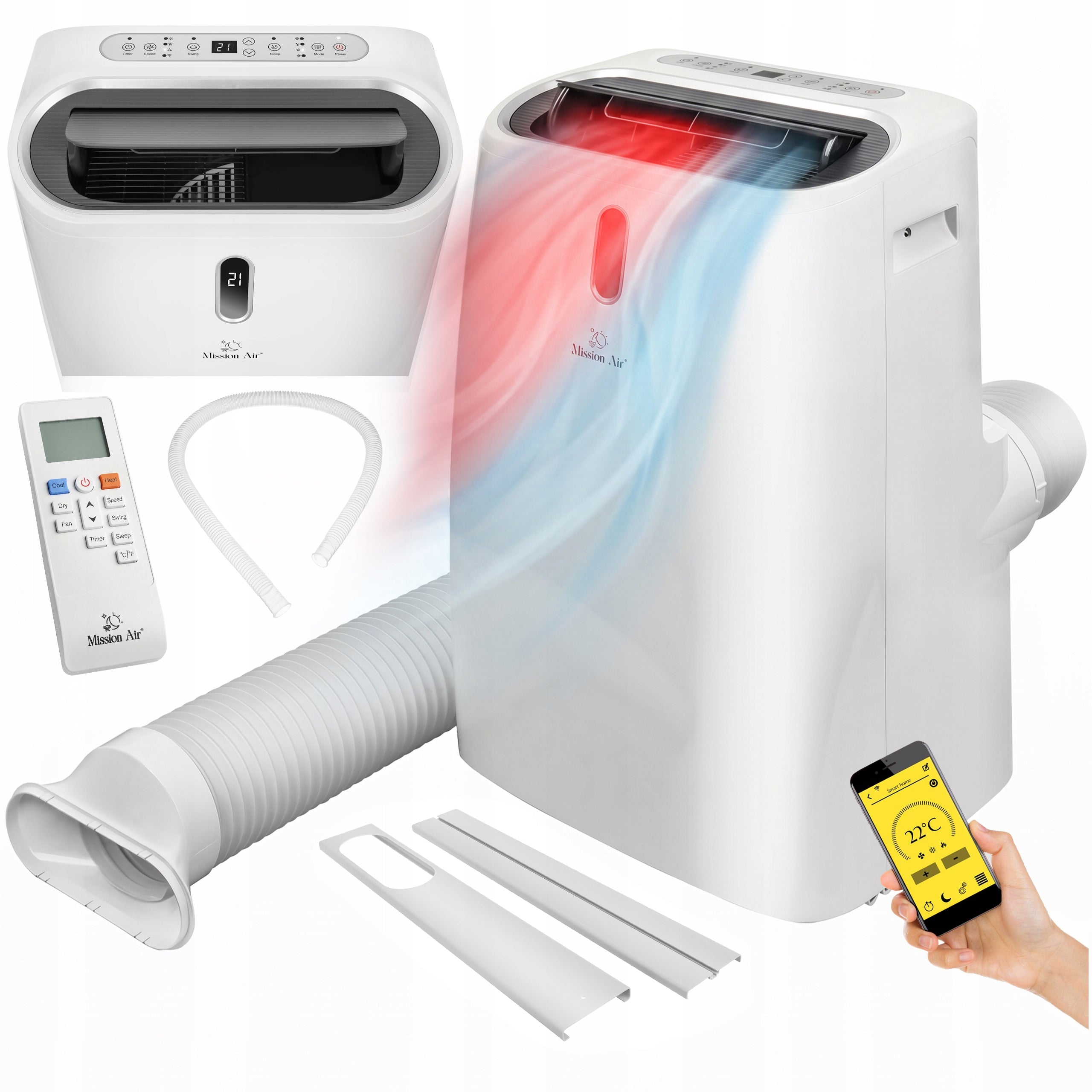 PORTABLE AIR CONDITIONER Mission Air 4,7kW dehumidifier 50L +HEATING +SWING +WiFi