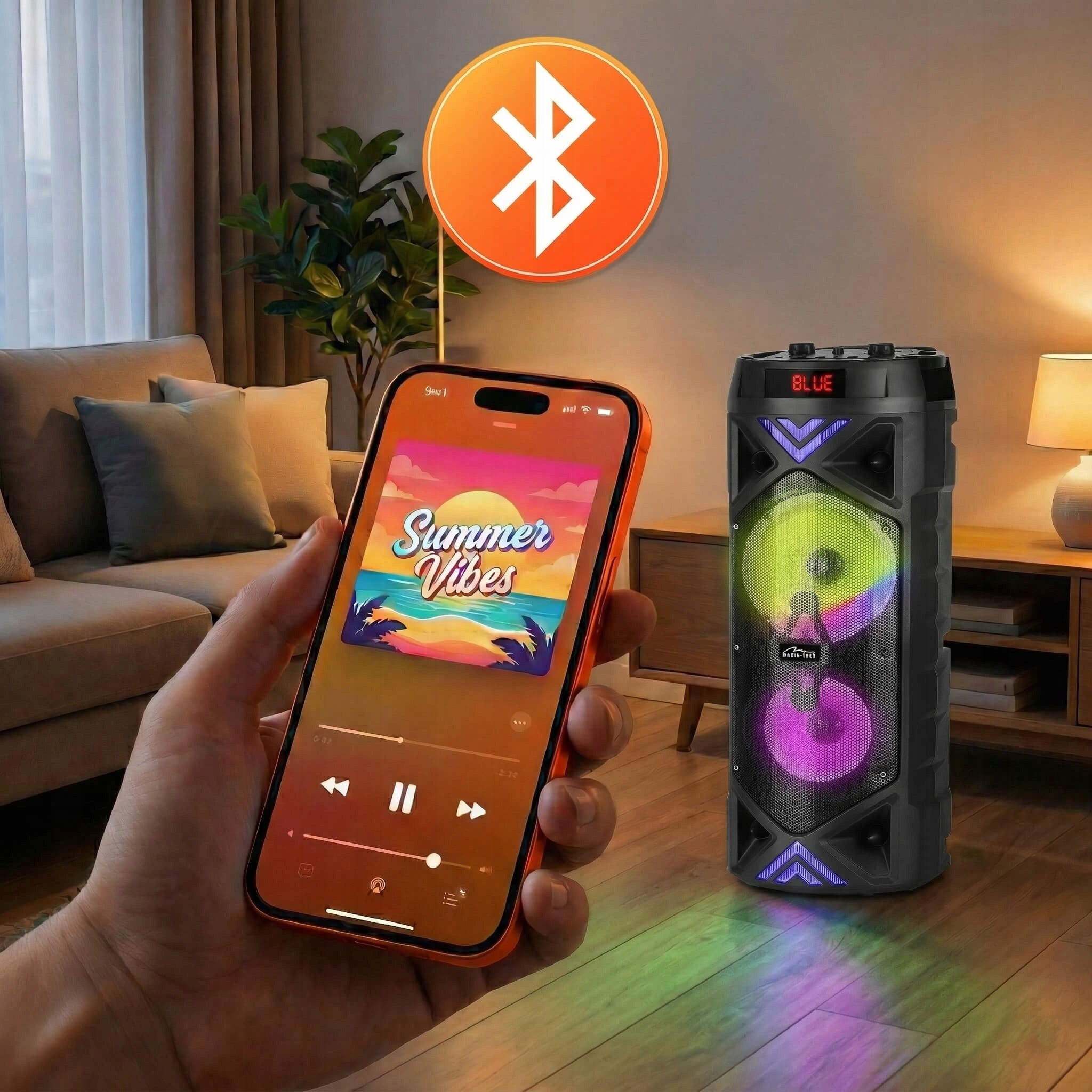 PORTABLE BLUETOOTH BOOMBOX + WIRELESS SPEAKER WITH MICROPHONE PMPO 1400W Packaging status original