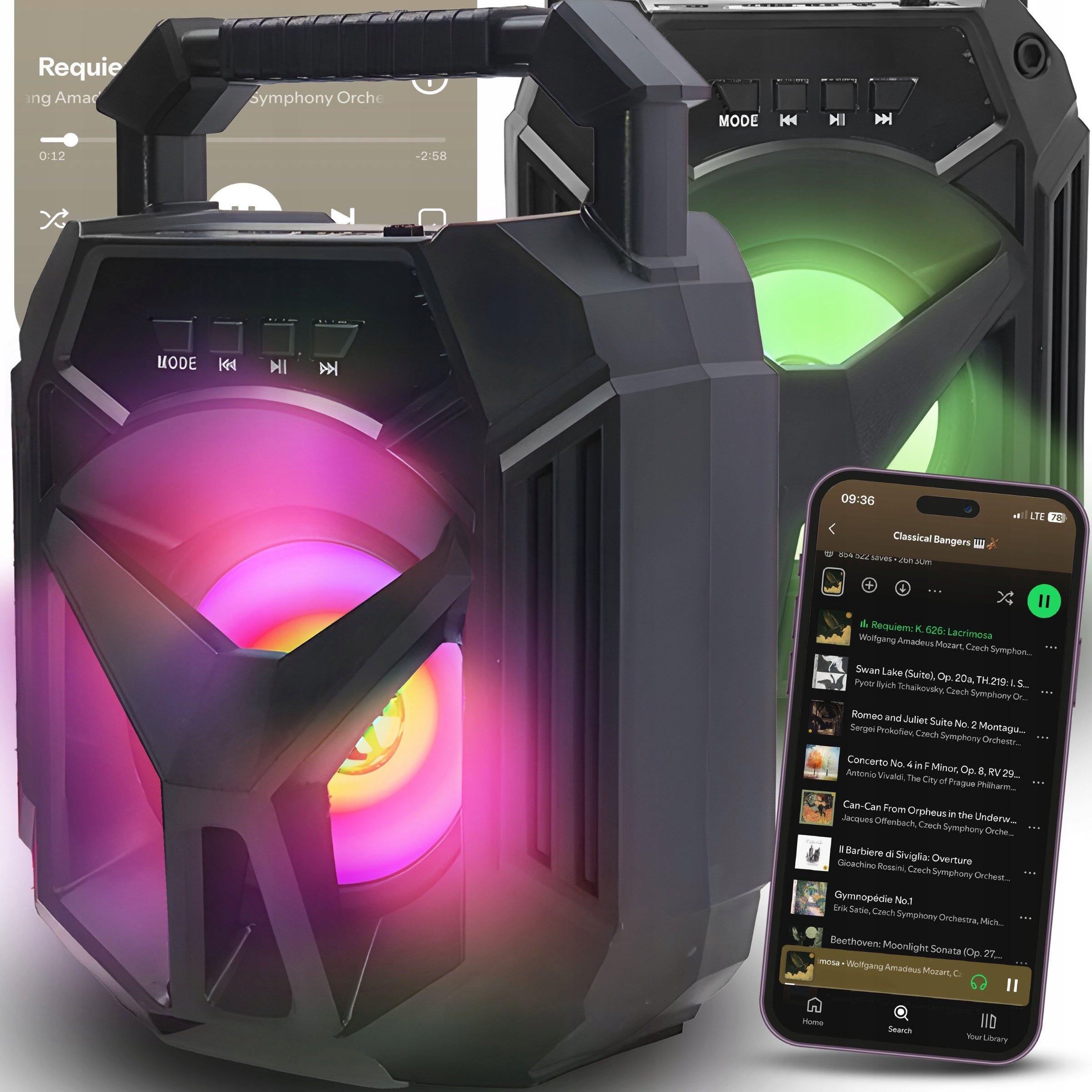 PORTABLE BLUETOOTH SPEAKER WIRELESS BOOMBOX RGB USB TF CARD AUX 400W Packaging status original