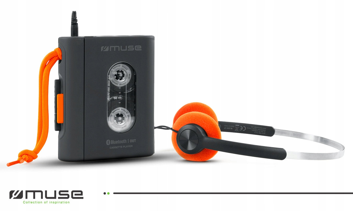 PORTABLE CASSETTE PLAYER WALKMAN MUSE M-136 WM BT OUT + OVER-EAR HEADPHONES Packaging status original