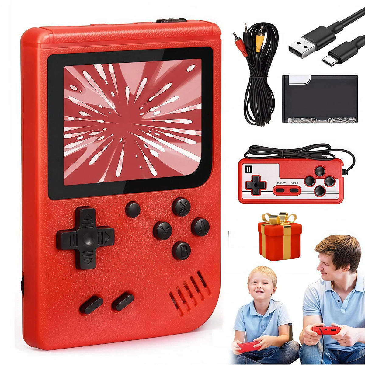 PORTABLE CONSOLE 800 VIDEO GAMES PEGASUS CHRISTMAS GIFT RED