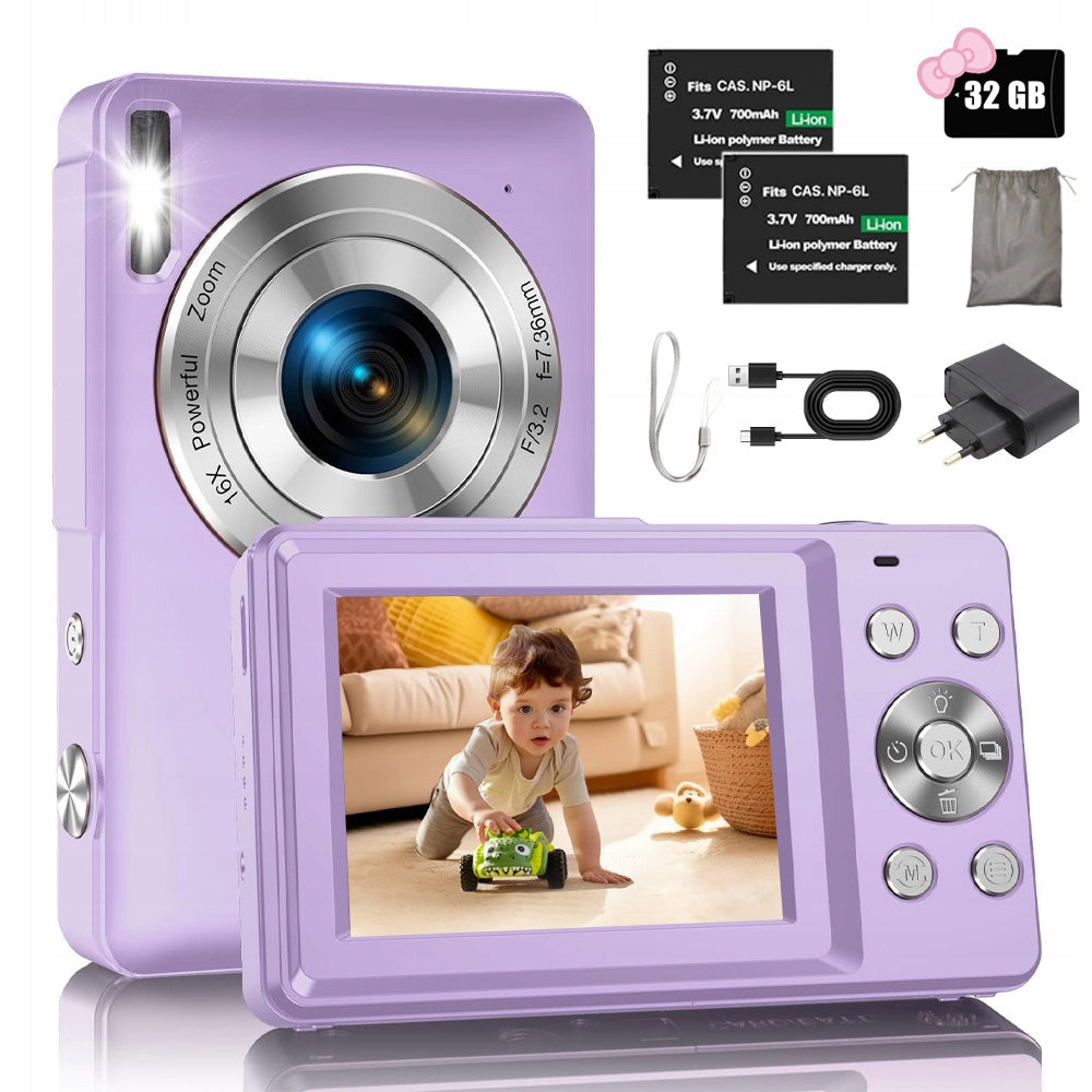 PORTABLE DIGITAL CAMERA 1080P 44MP 16X ZOOM 32G MEMORY CAMERA FOR KIDS