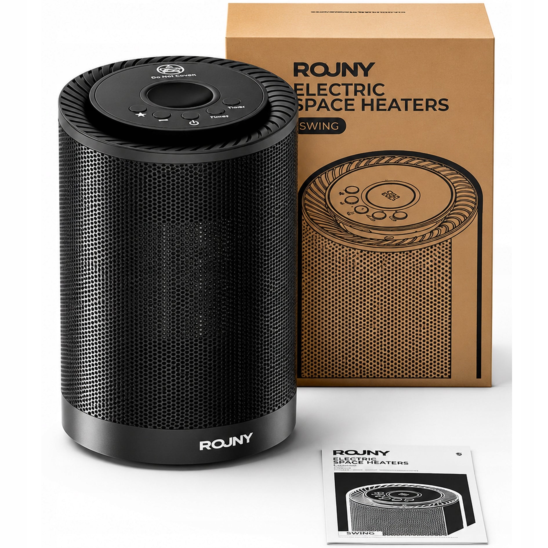 PORTABLE ELECTRIC HEATER ROUNY 1200W ROTATION ANGLE 80° 3 OPERATING MODES
