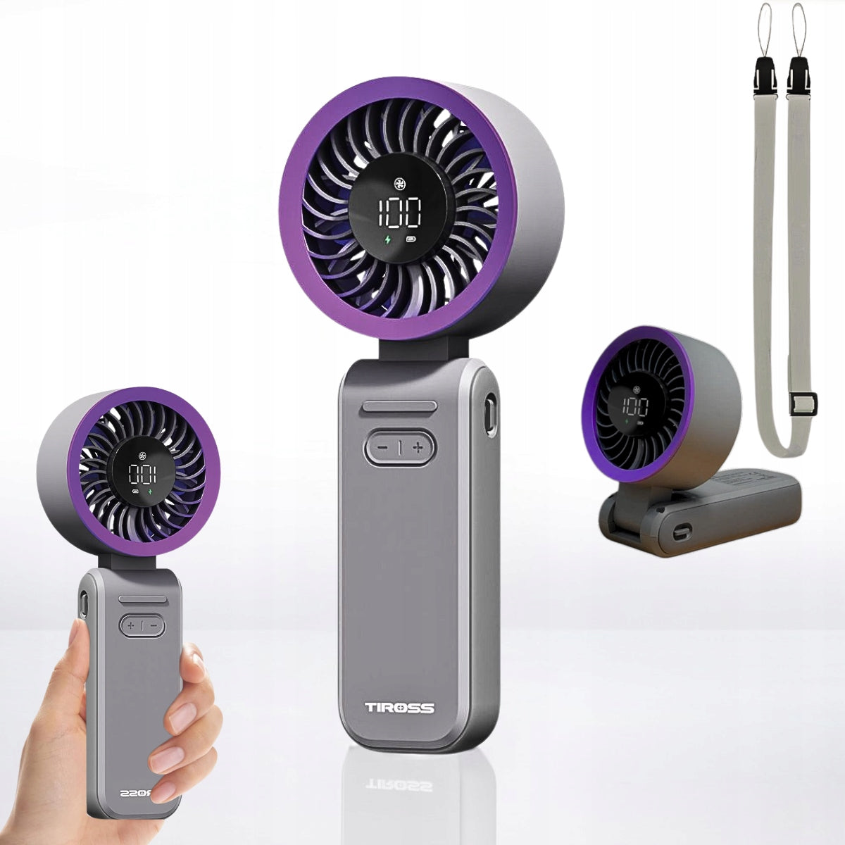 PORTABLE FAN MINI DESK FAN QUIET HANDHELD 3600mAh 100 mode Dominant color purple