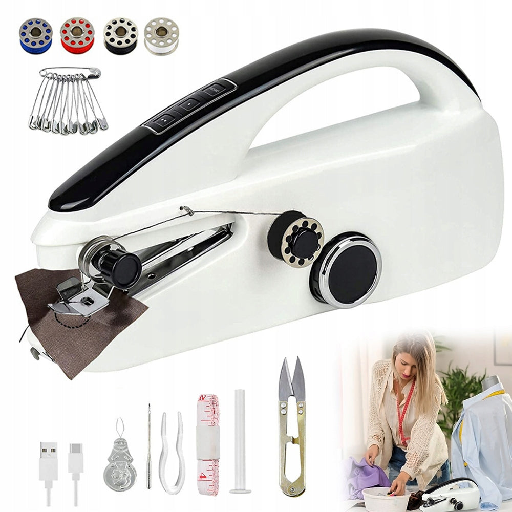 PORTABLE HANDHELD MINI ELECTRIC SEWING MACHINE WITH SEWING ACCESSORIES