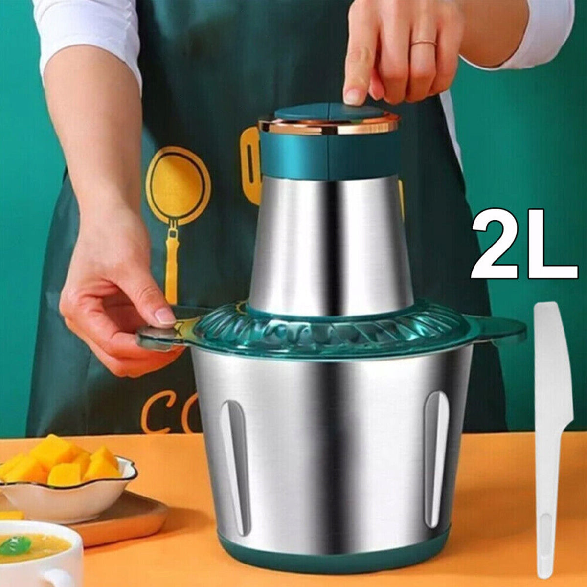 PORTABLE MEAT GRINDER STAINLESS STEEL 2L 250W FOR FRUITS AND VEGETABLES Packaging status original