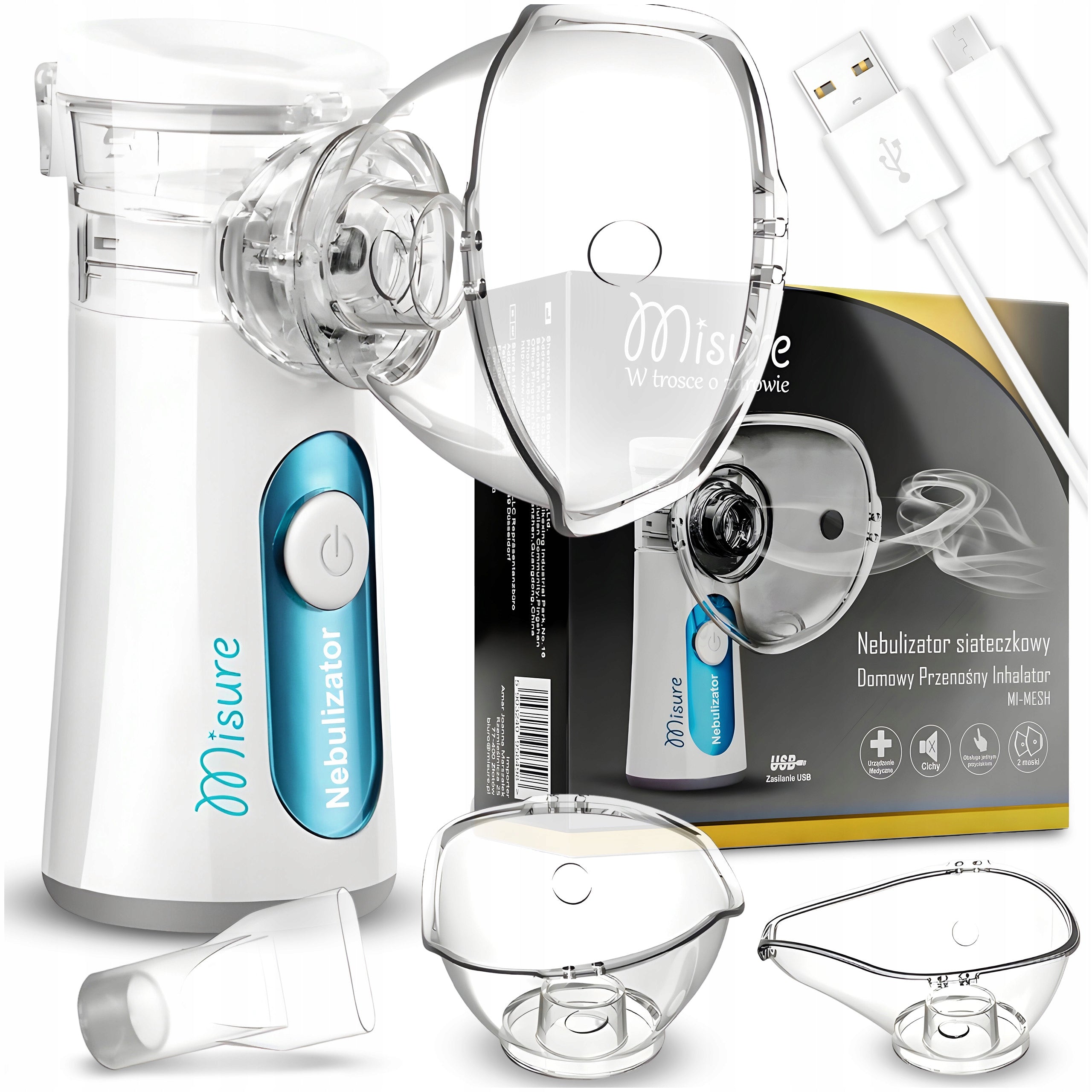 PORTABLE MESH NEBULISER INHALER FOR ADULTS AND CHILDREN MISURE
