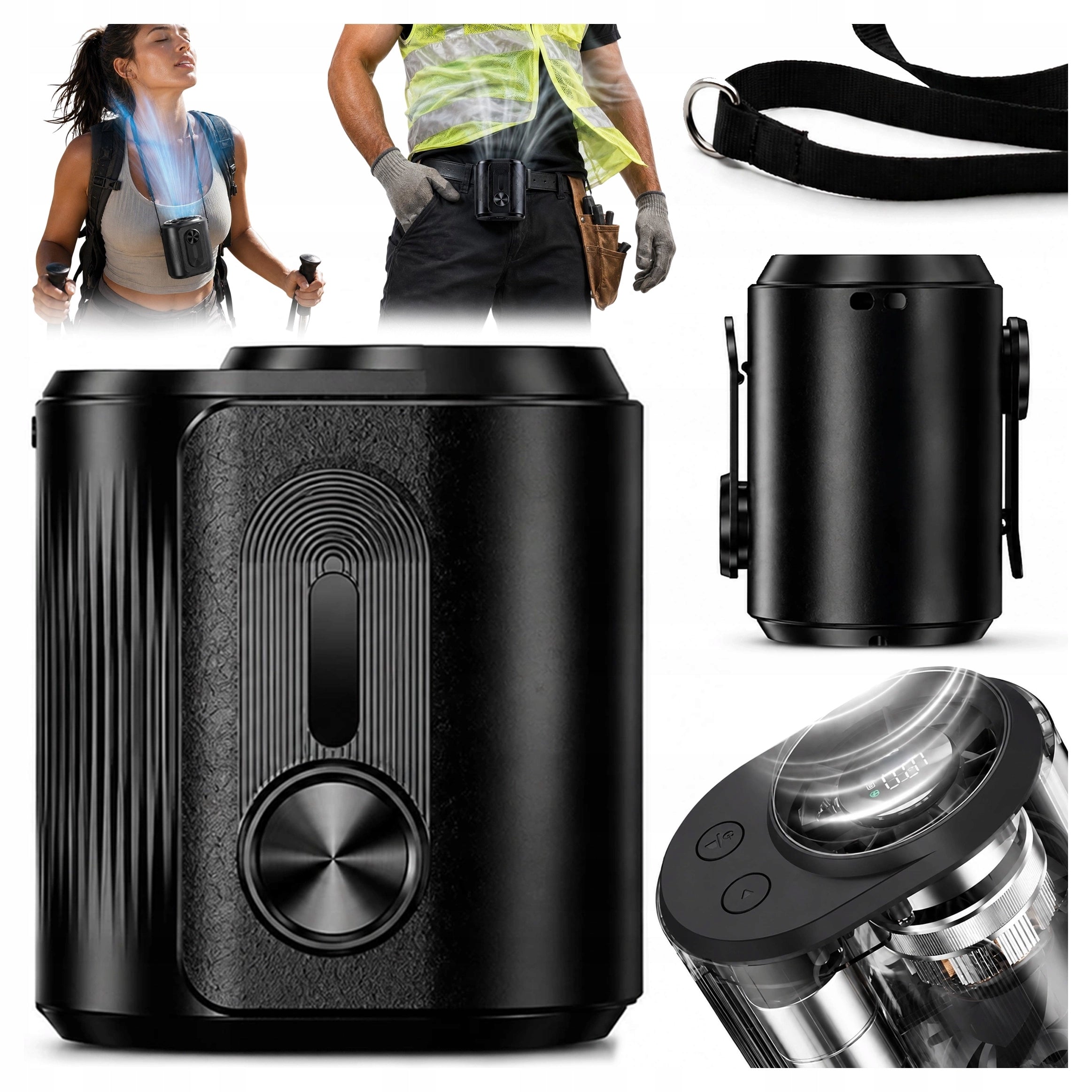 PORTABLE MINI PERSONAL FAN FOR NECK BELT FIT , Black