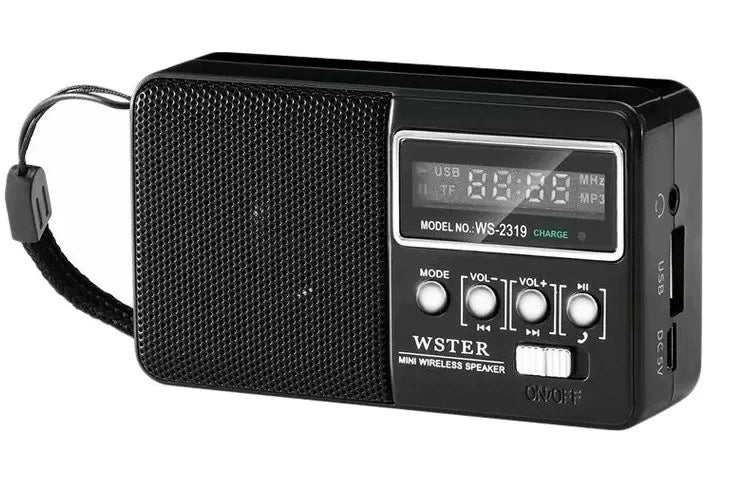 PORTABLE MINI RADIO FM POCKET DIGITAL BLUETOOTH CLIP WSTER WS-2319 Packaging status original