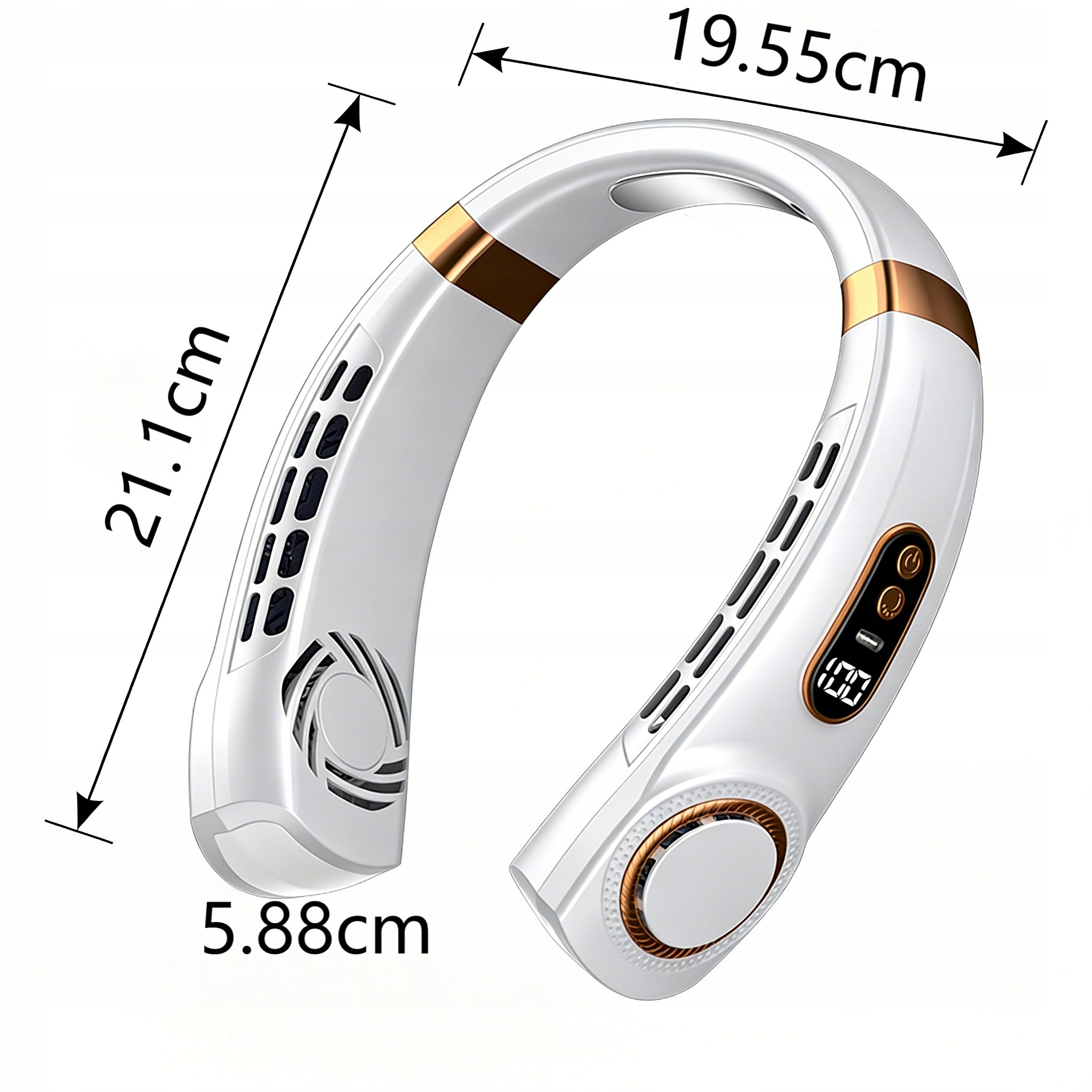 PORTABLE NECK FAN WITH LED 1800MAH MINI AIR CONDITIONER 5 SPEEDS Dominant color white