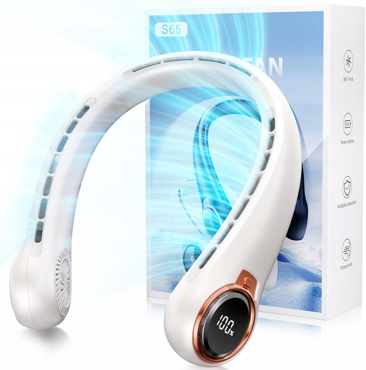 PORTABLE NECK FAN WITH LED 8000MAH MINI AIR CONDITIONER 5 SPEEDS Brand no brand