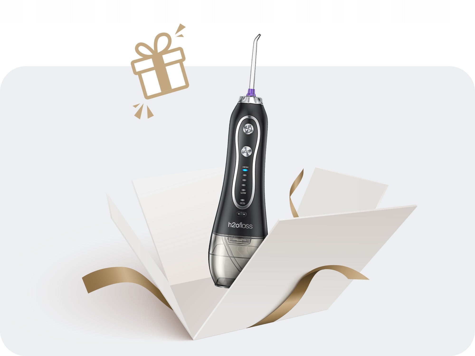 PORTABLE ORAL IRRIGATOR ABS +PC 5W BUILT-IN AKU WITH USB CABLE 2500MAH XXL Color black