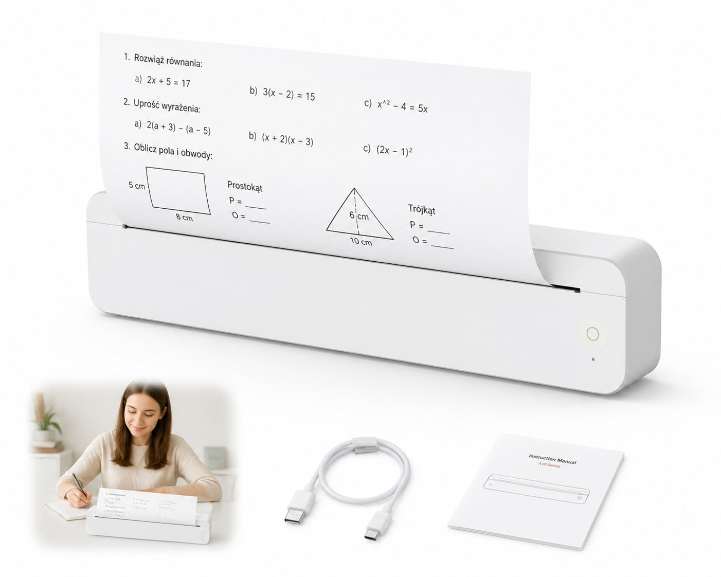 PORTABLE PRINTER A4 THERMAL BLUETOOTH USB WITHOUT INK A10