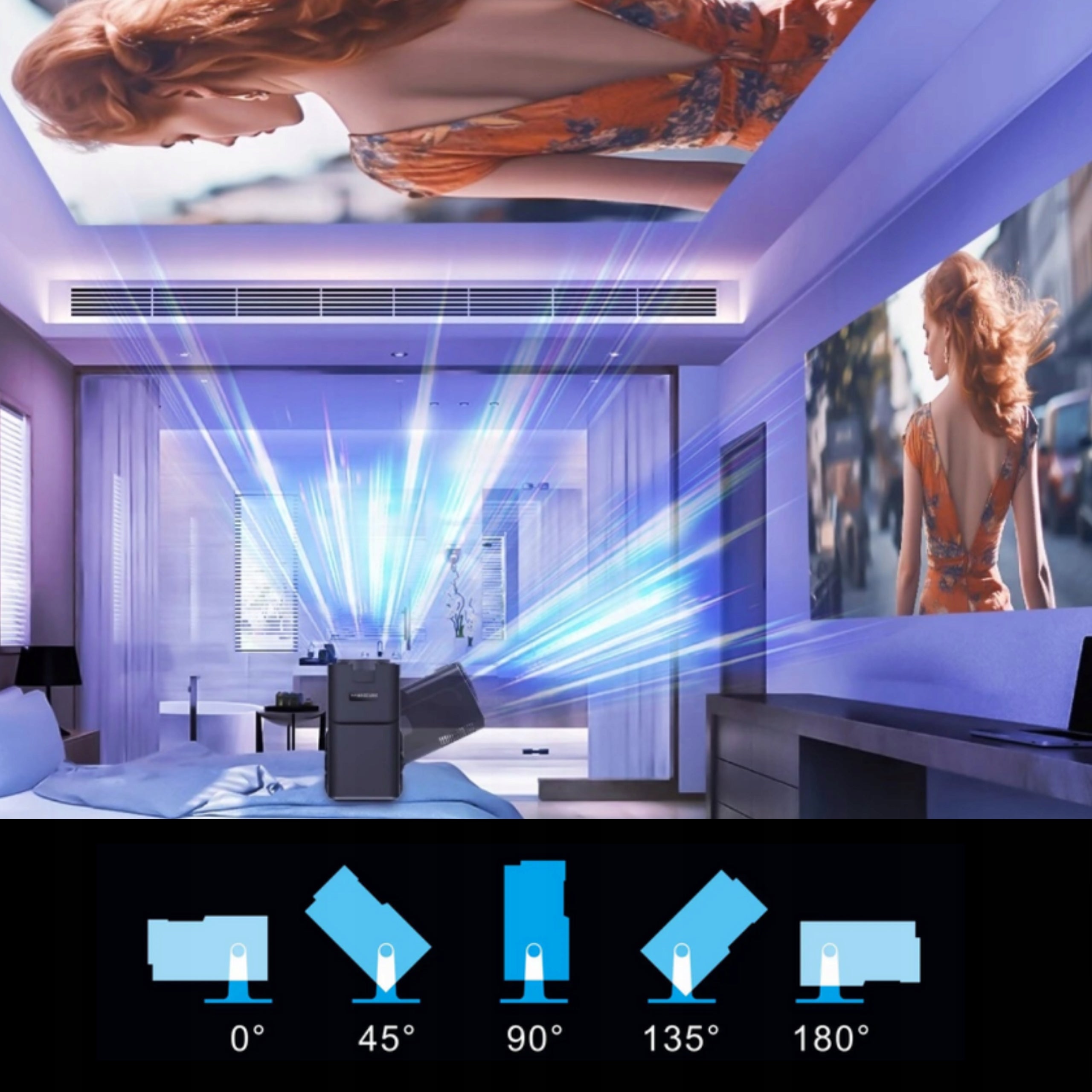 PORTABLE PROJECTOR ANDOID PROJECTOR LED WIFI BLUETOOTH TV 4K BLACK MINI Packaging status original