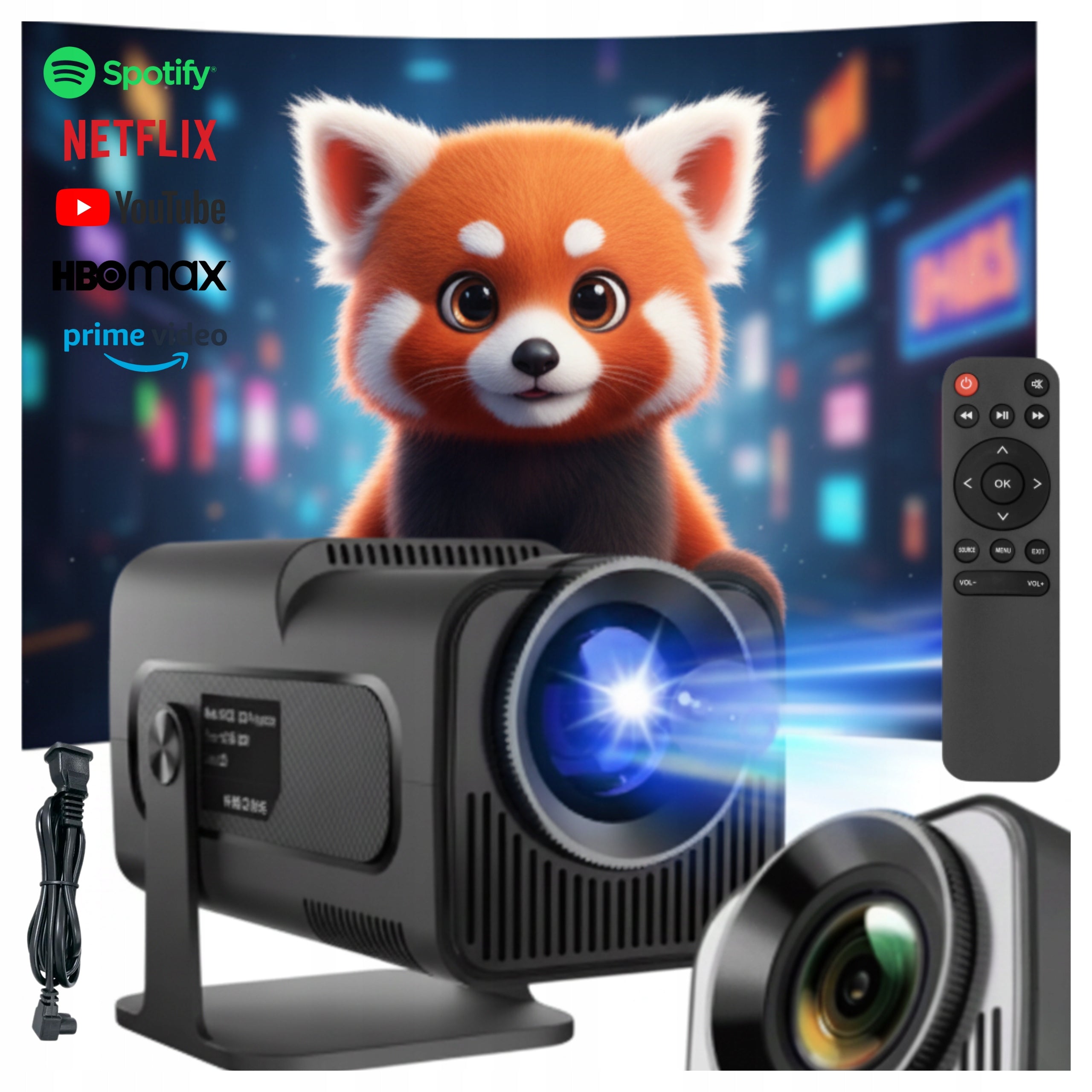 PORTABLE PROJECTOR ANDOID PROJECTOR LED WIFI BLUETOOTH TV 4K BLACK MINI