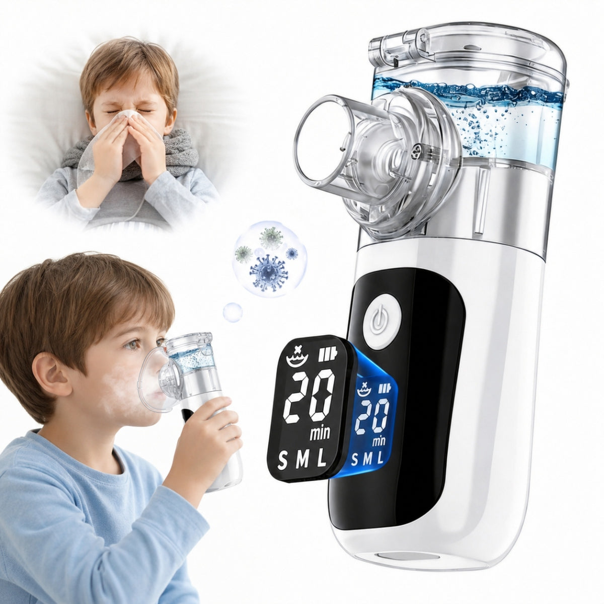 PORTABLE RECHARGEABLE MESH INHALER FOR CHILDREN AND ADULTS QUIET