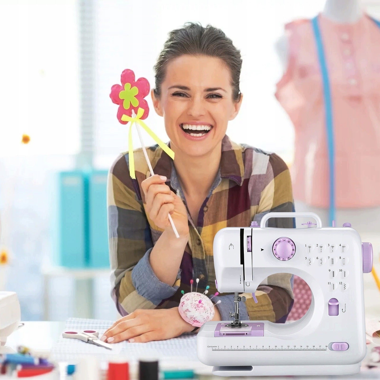 PORTABLE SEWING MACHINE WITH CLEAN LINING FUNCTION WITHOUT DAMAGE Manufacturer code Maszyna do szycia 12 ściegów
